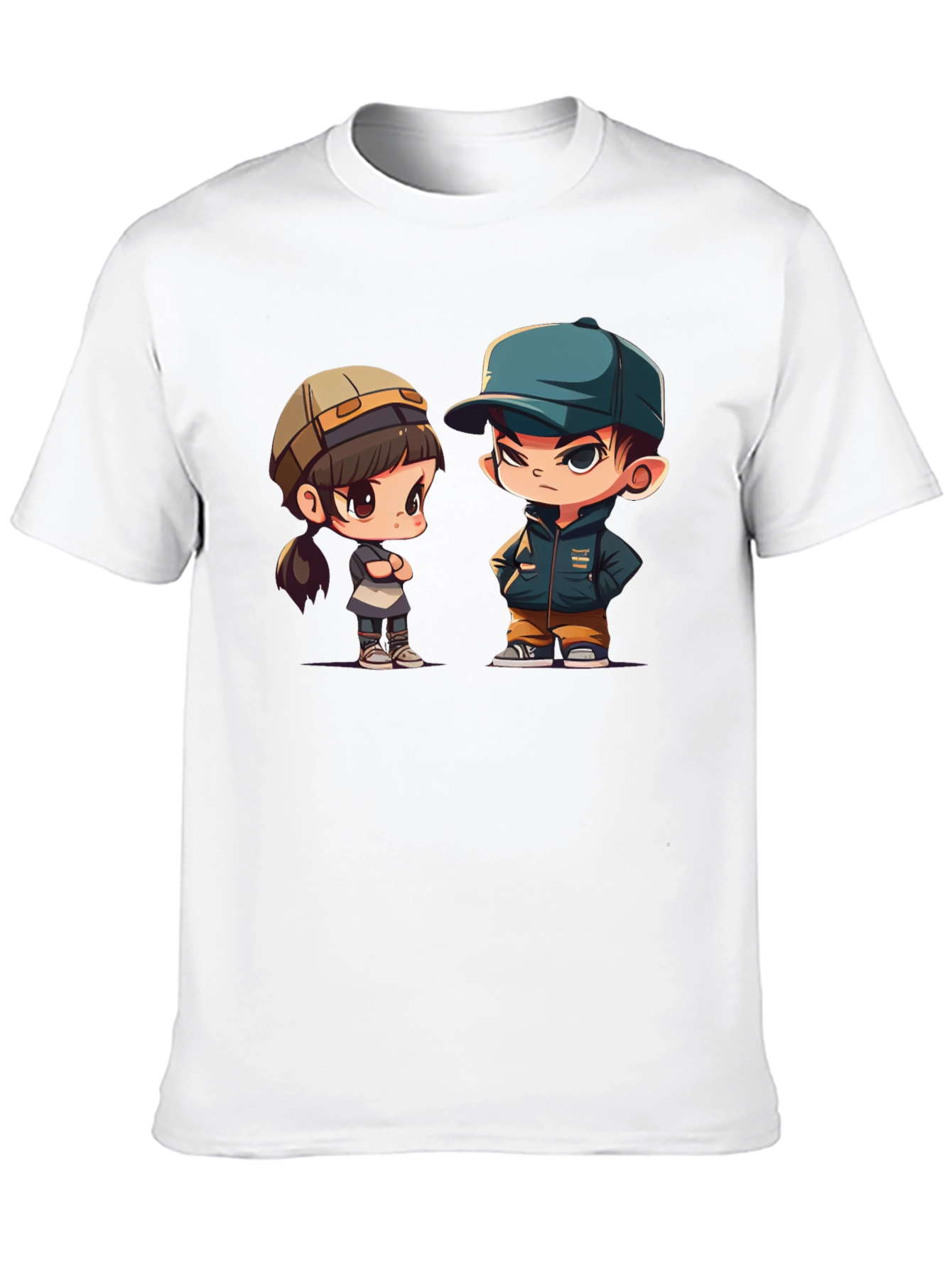Cute Cartoon Couple Graphic T-Shirt