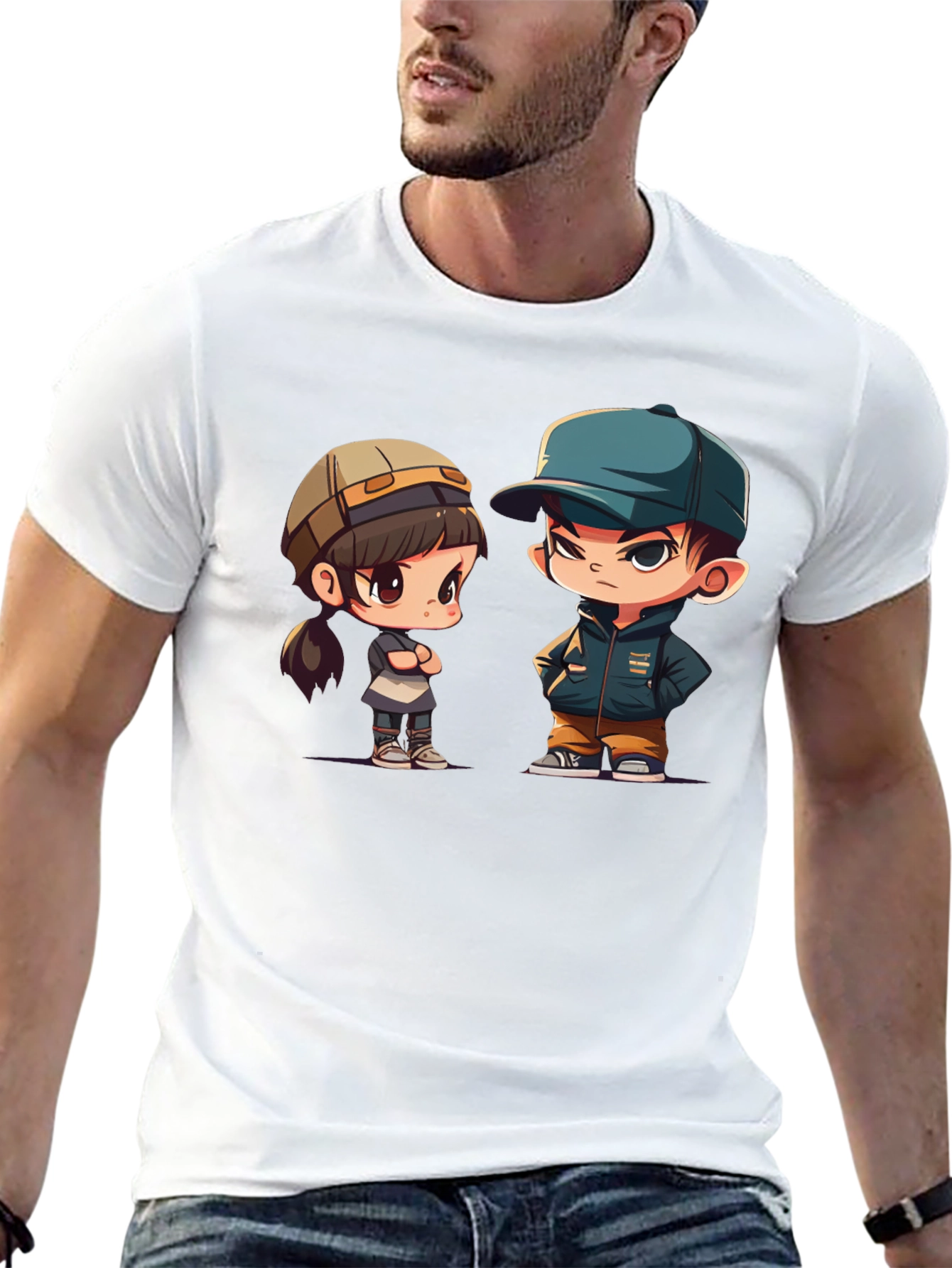 Cute Cartoon Couple Graphic T-Shirt