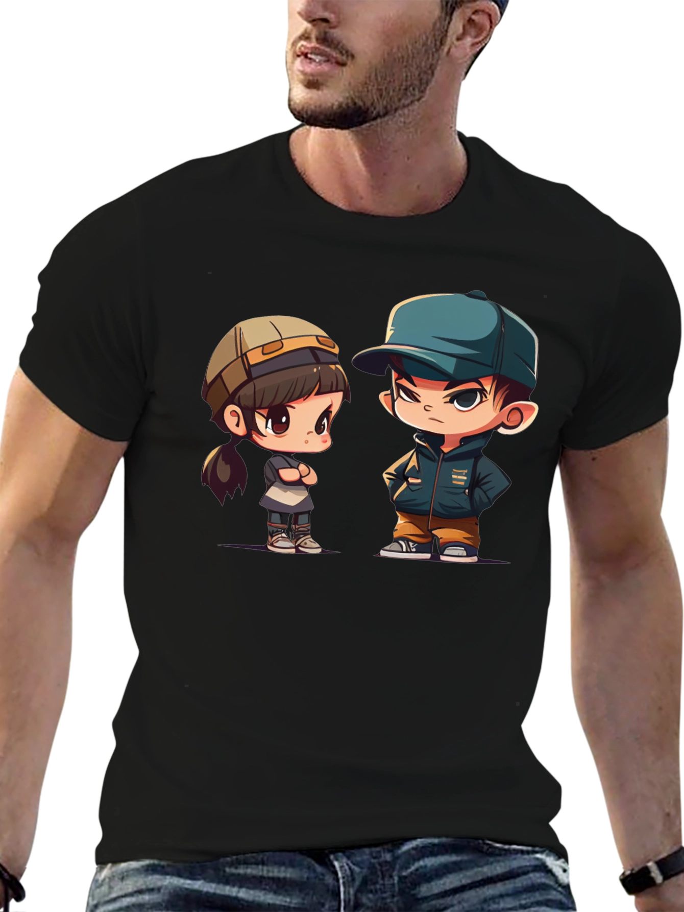 Cute Cartoon Couple Graphic T-Shirt
