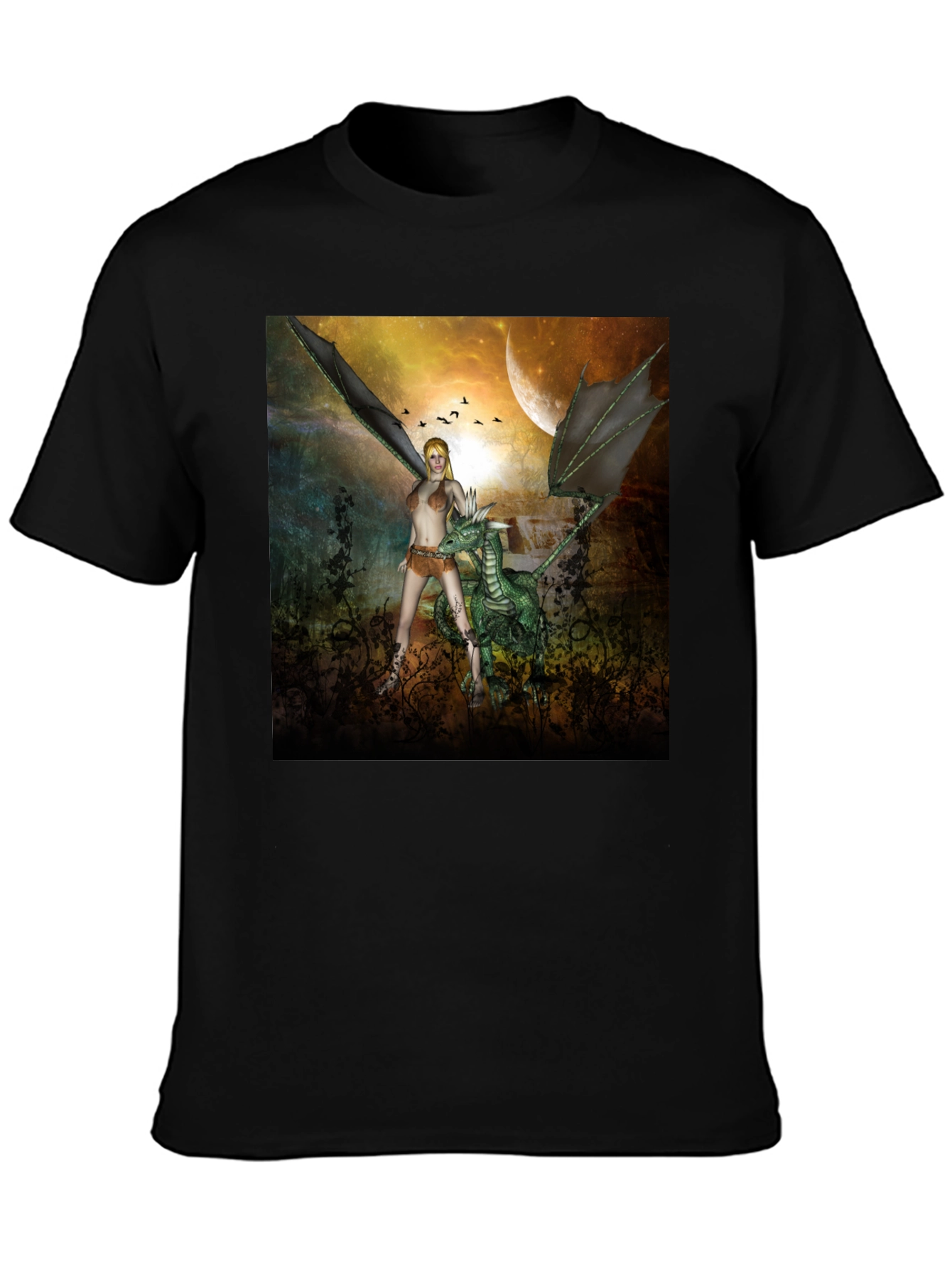 Fantasy Dragon & Warrior Graphic Tee