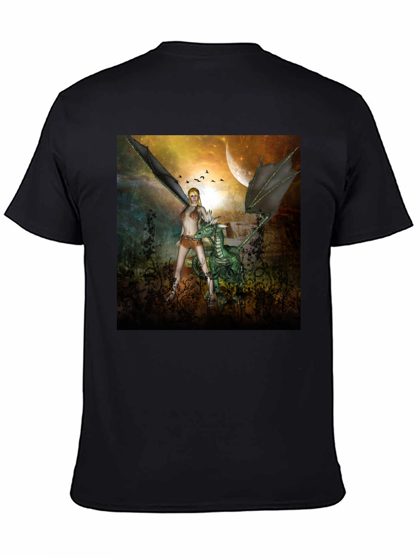 Fantasy Dragon & Warrior Graphic Tee
