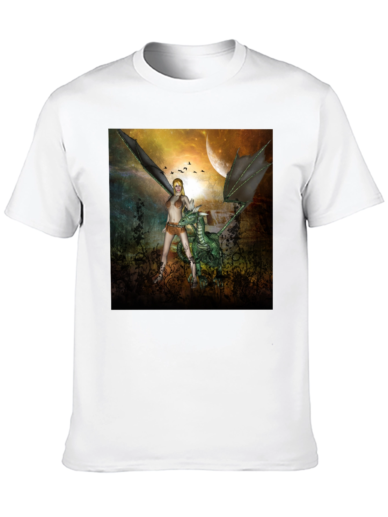 Fantasy Dragon & Warrior Graphic Tee