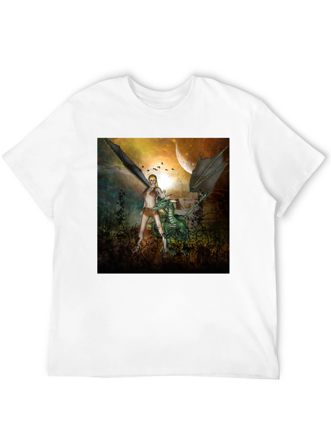 Fantasy Dragon & Warrior Graphic Tee