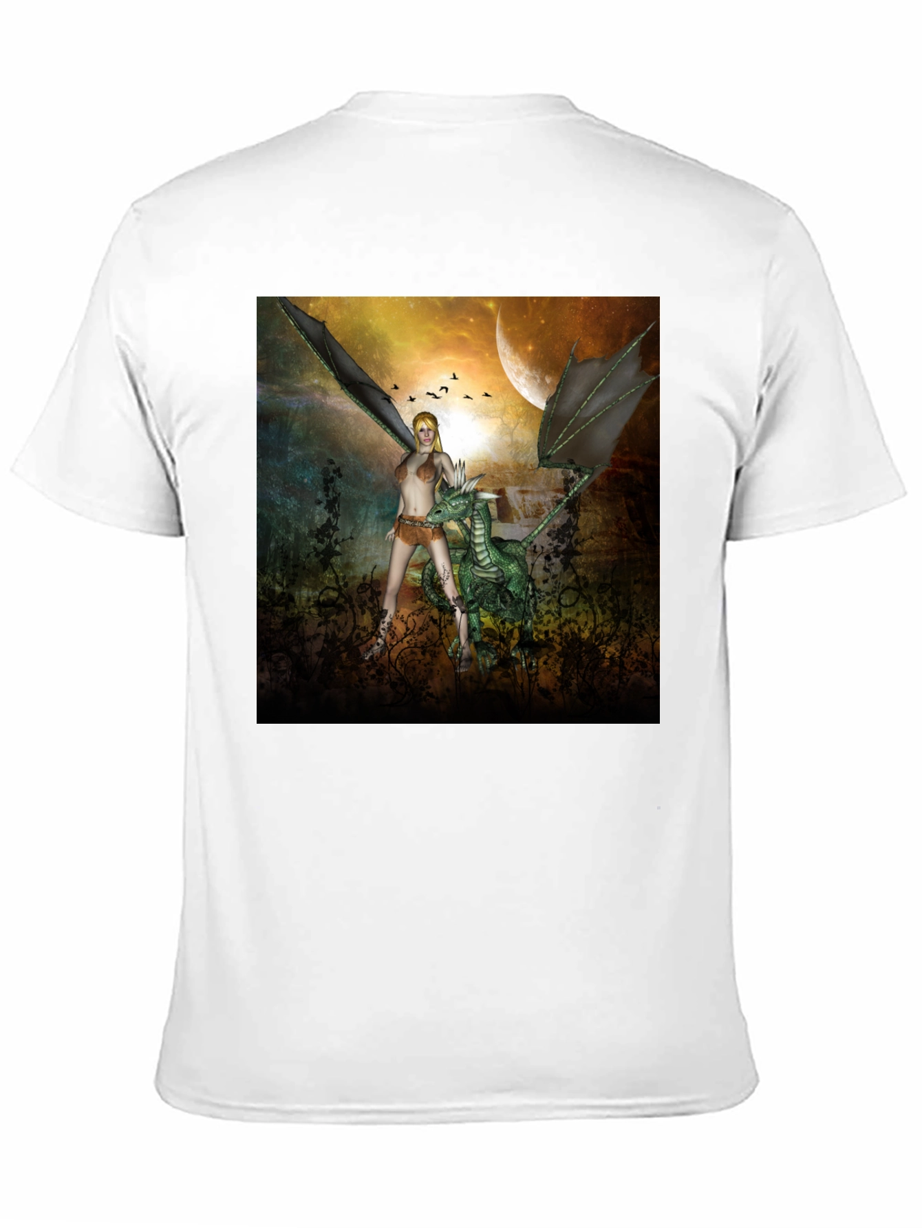 Fantasy Dragon & Warrior Graphic Tee