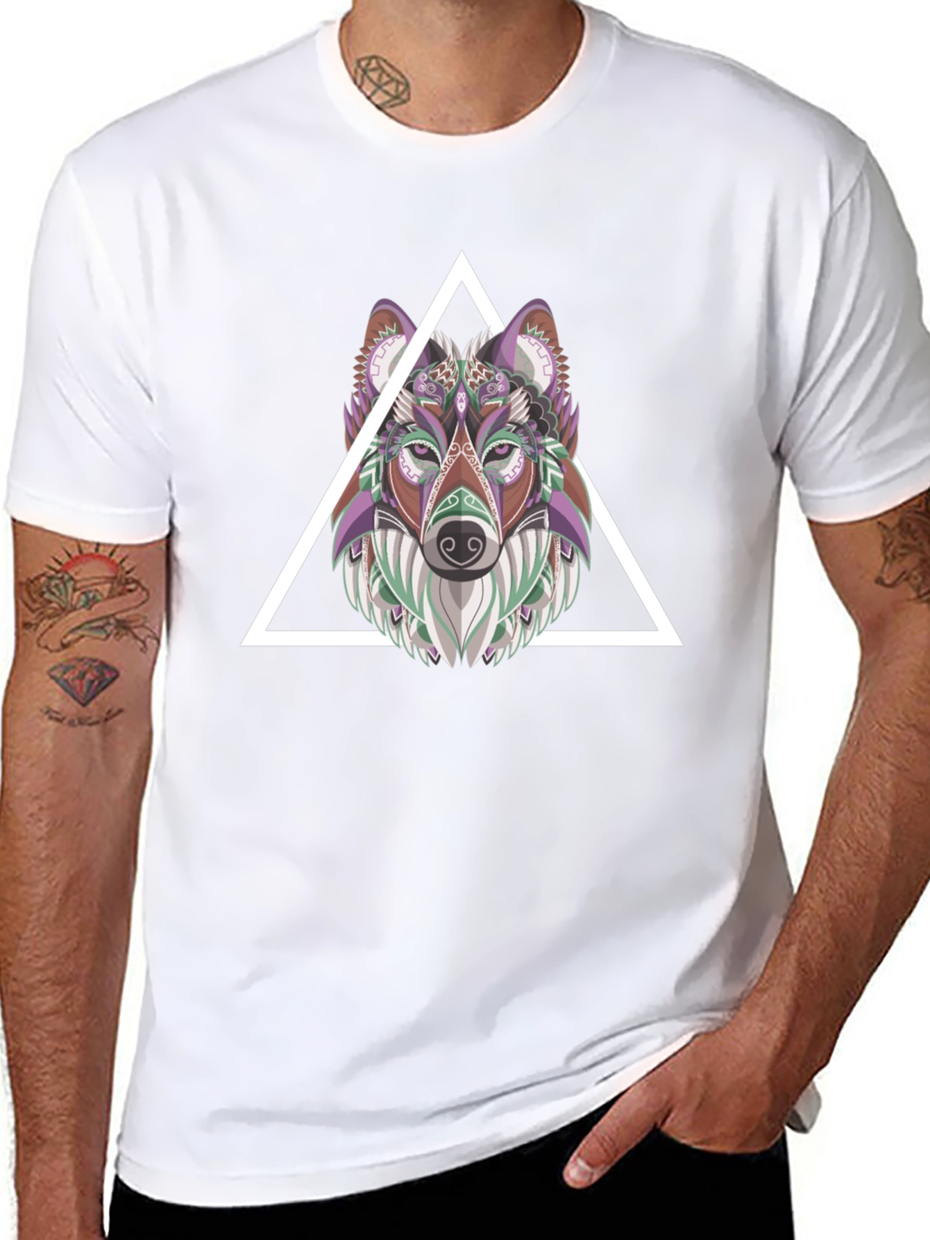 Geometric Wolf T-Shirt - Modern Graphic Tee