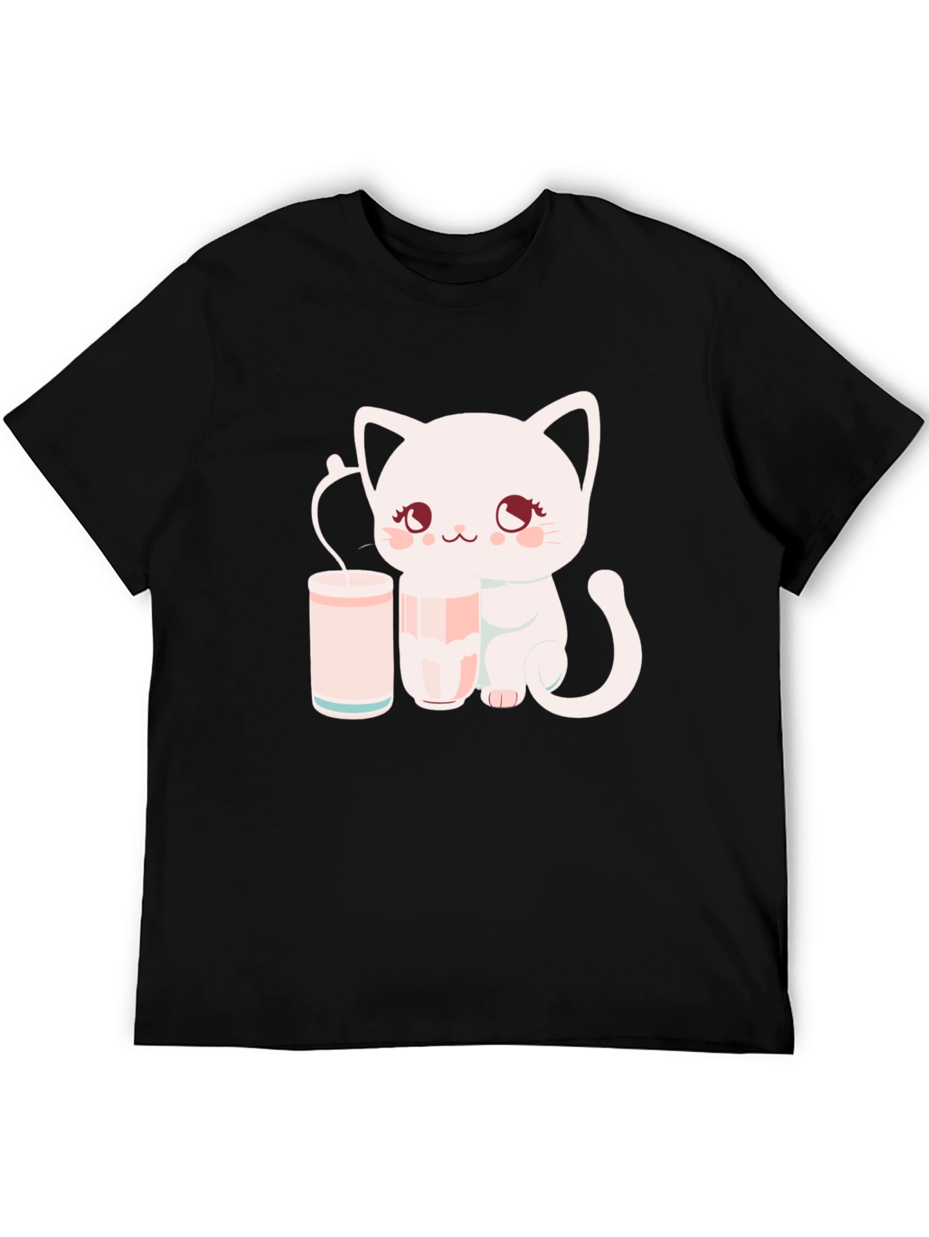 Cute Kitten with Milk T-Shirt