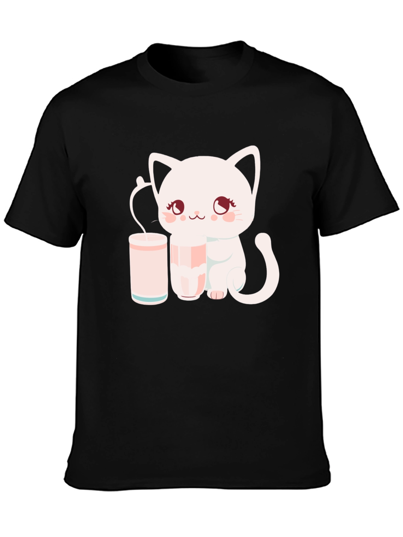 Cute Kitten with Milk T-Shirt