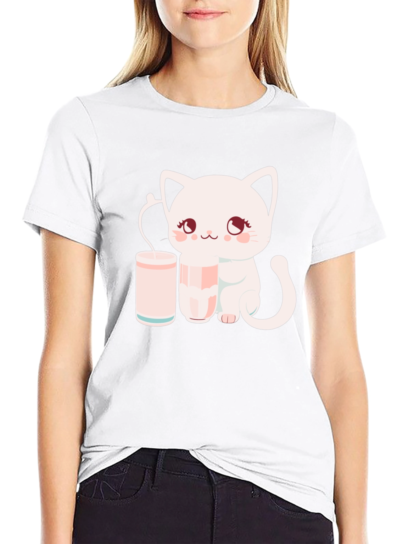 Cute Kitten with Milk T-Shirt