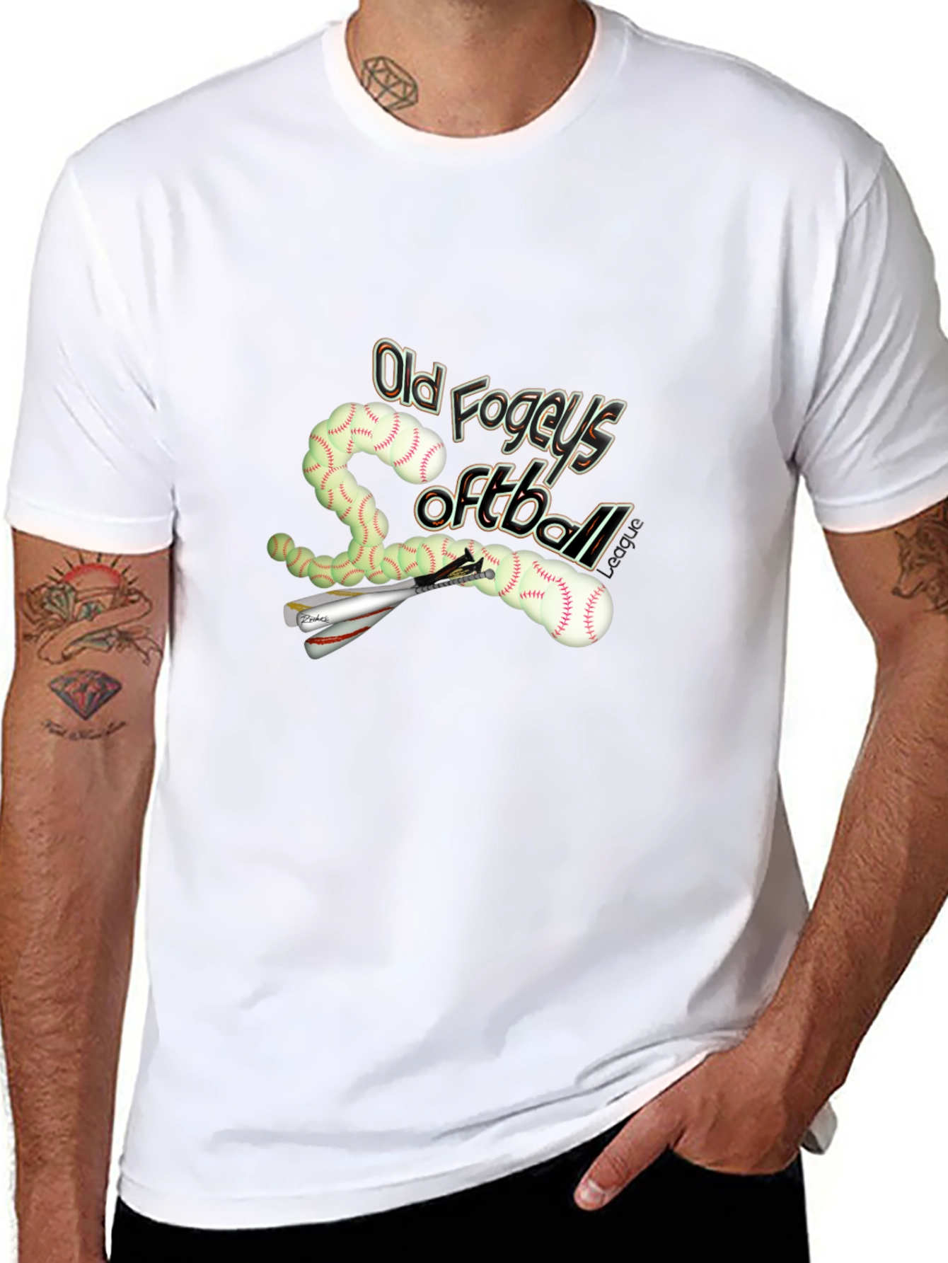 Old Fogeys Softball T-Shirt Novelty Graphic Tee