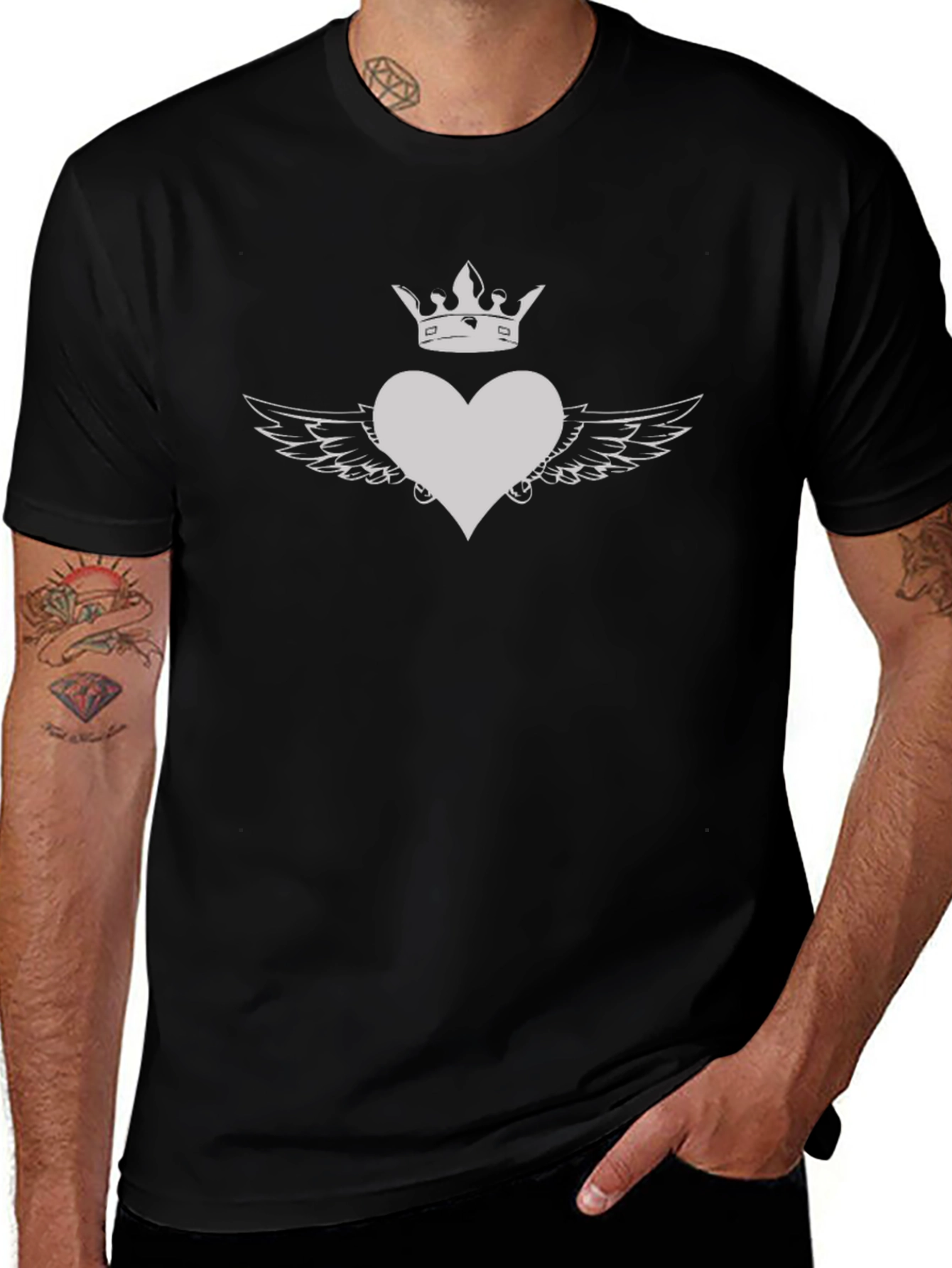 Heart with Crown and Wings Graphic Tee
