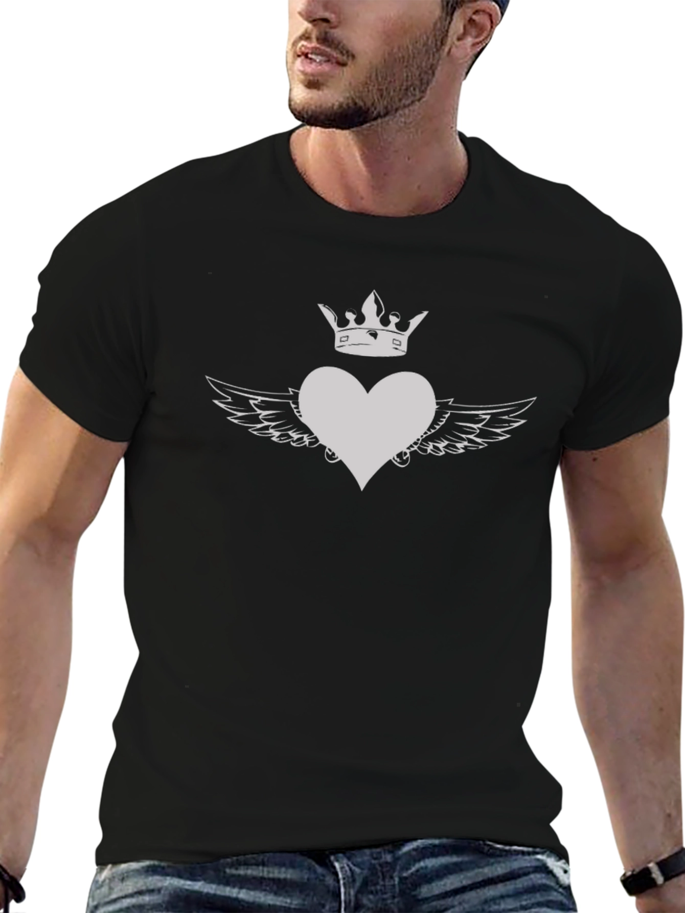 Heart with Crown and Wings Graphic Tee
