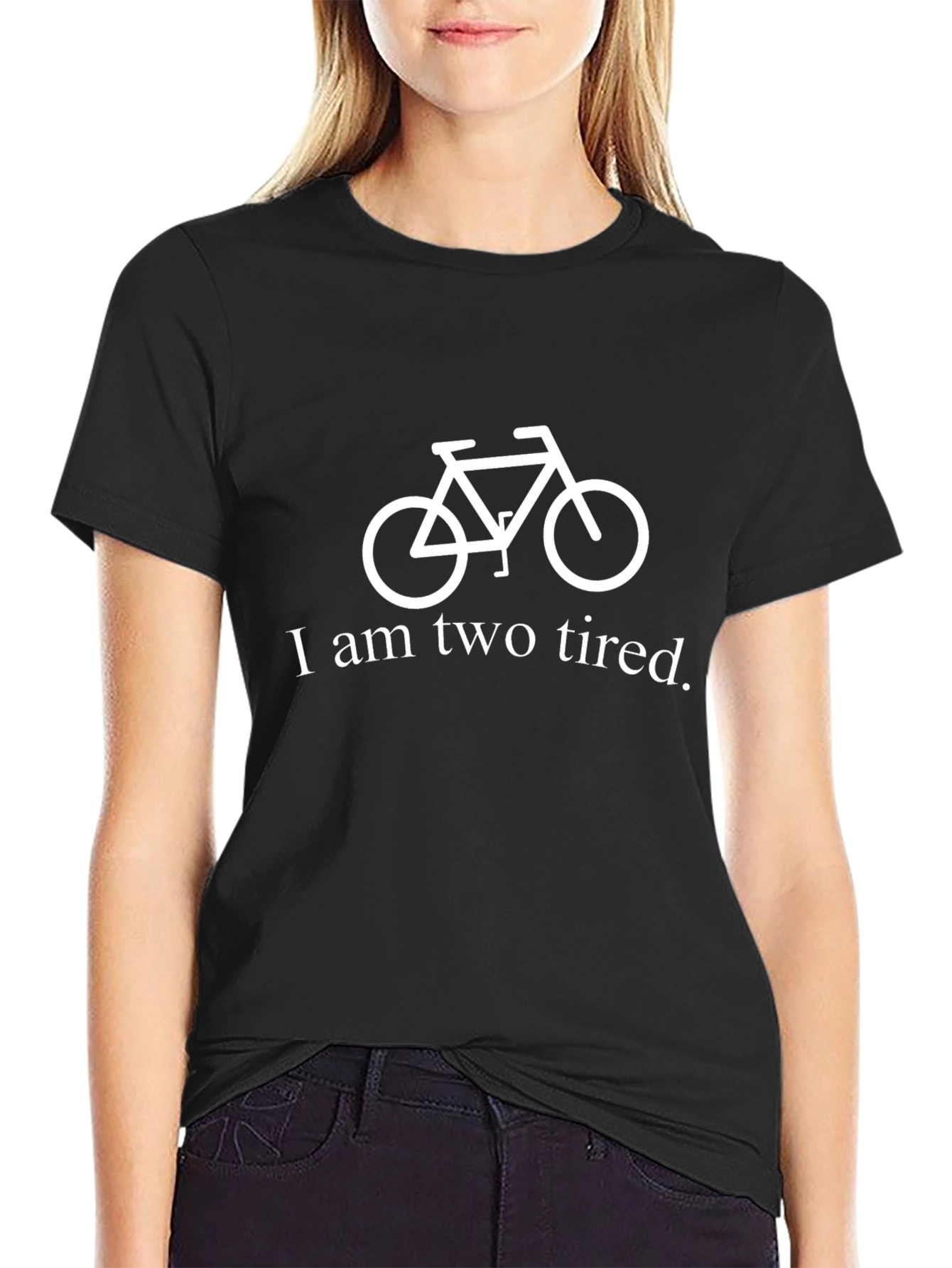Funny I am Two Tired Bicycle Graphic T-Shirt