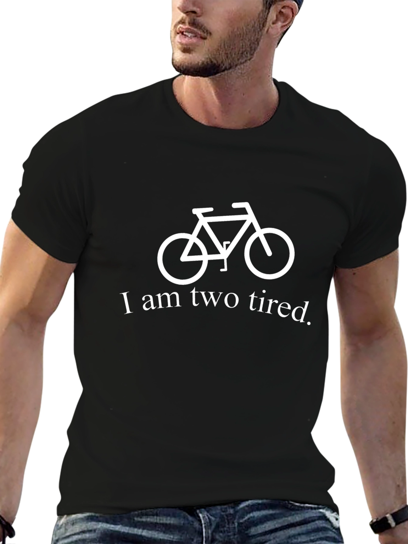 Funny I am Two Tired Bicycle Graphic T-Shirt