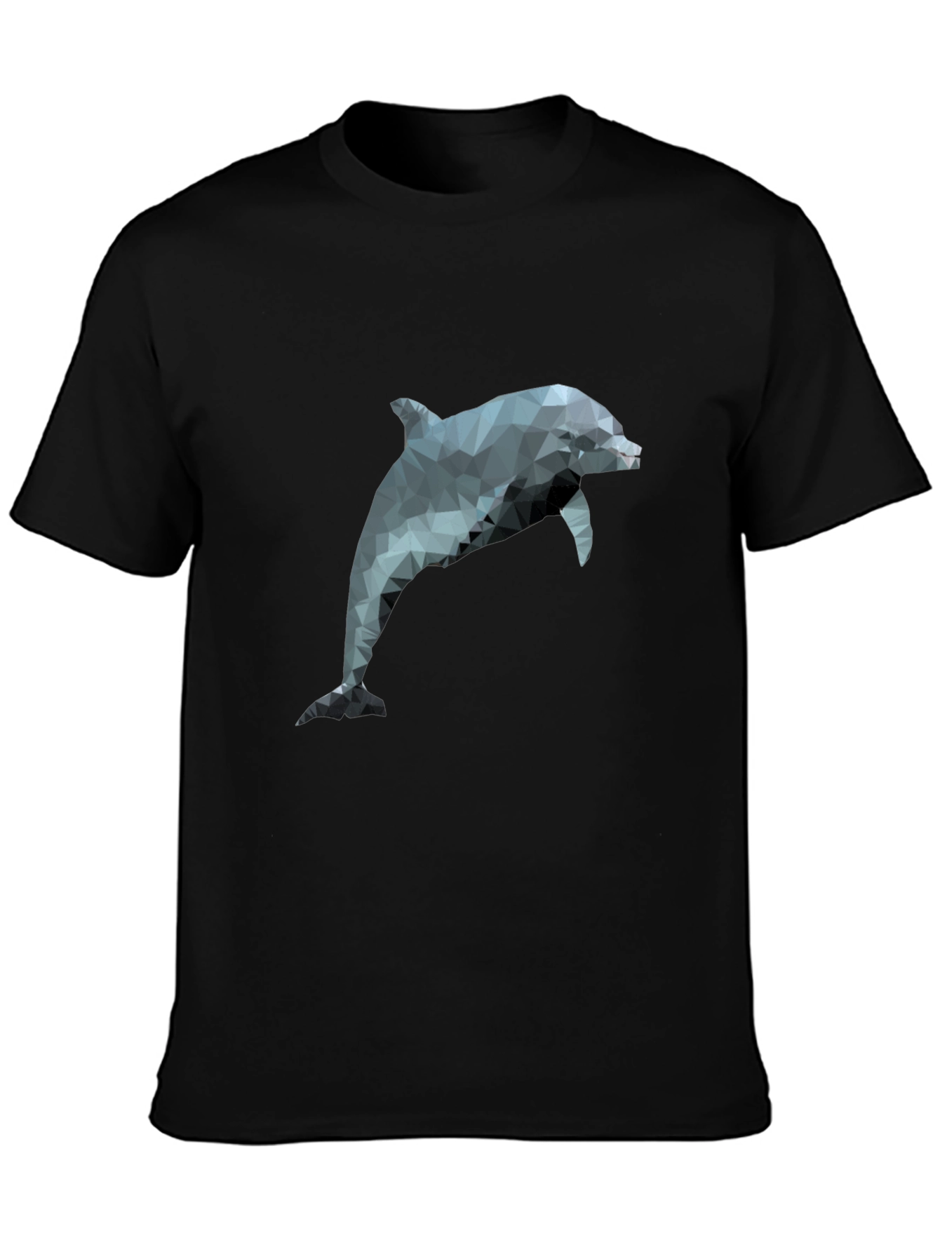 Geometric Dolphin T-Shirt - Black Poly Cotton Blend