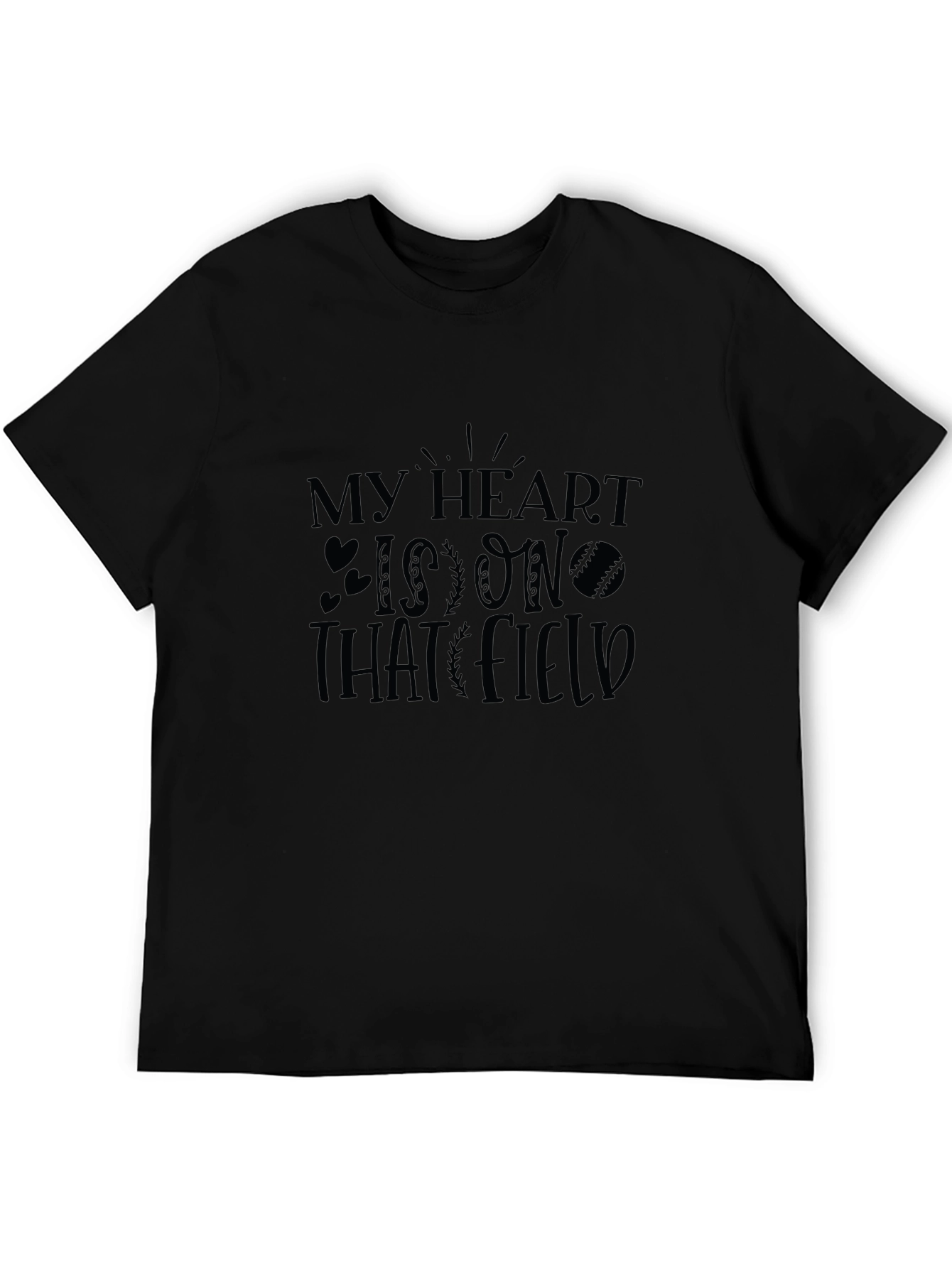 My Heart Is On That Field Black Graphic Tee