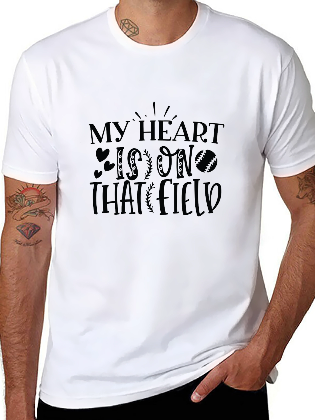 My Heart Is On That Field Black Graphic Tee