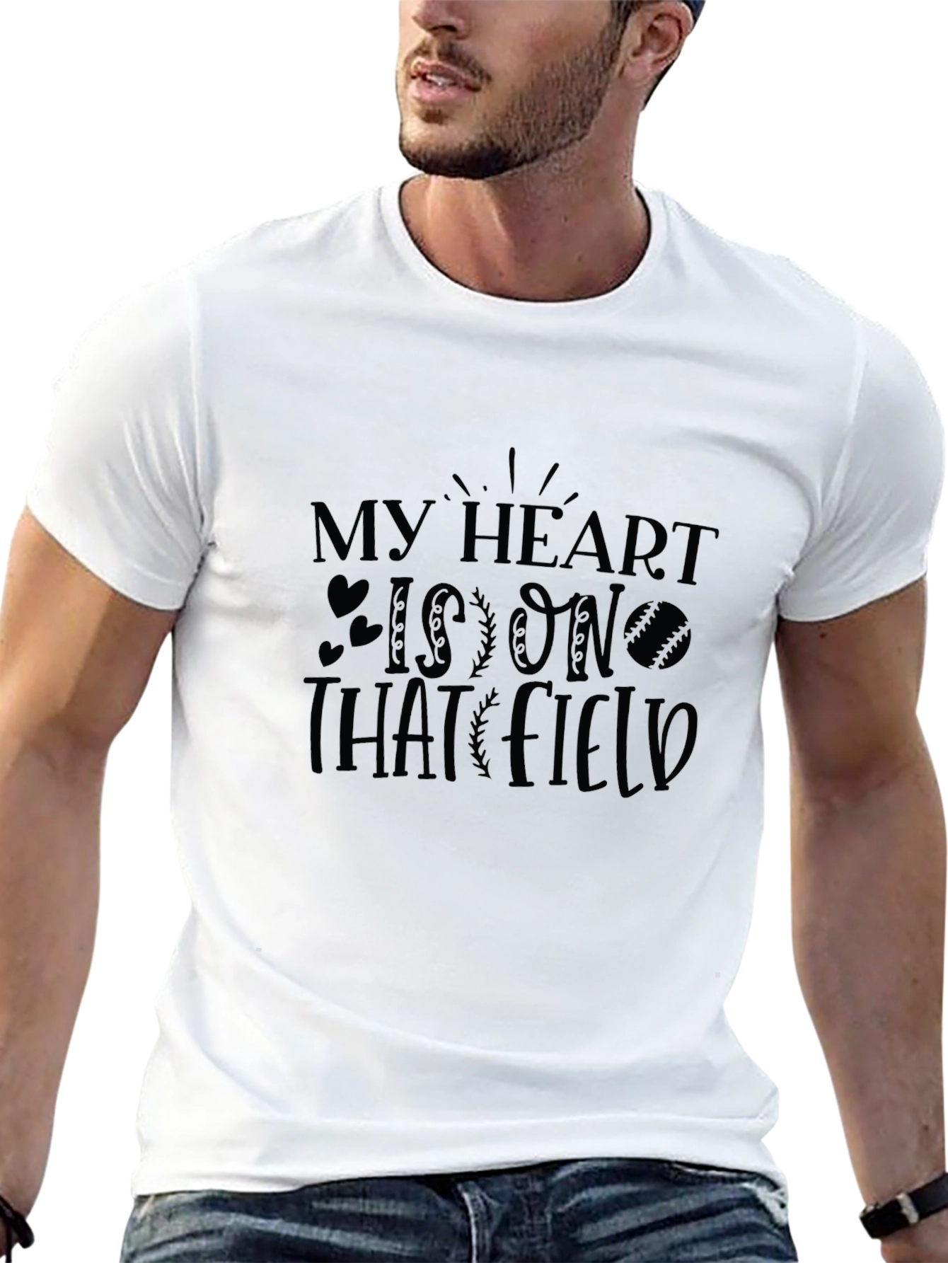 My Heart Is On That Field Black Graphic Tee