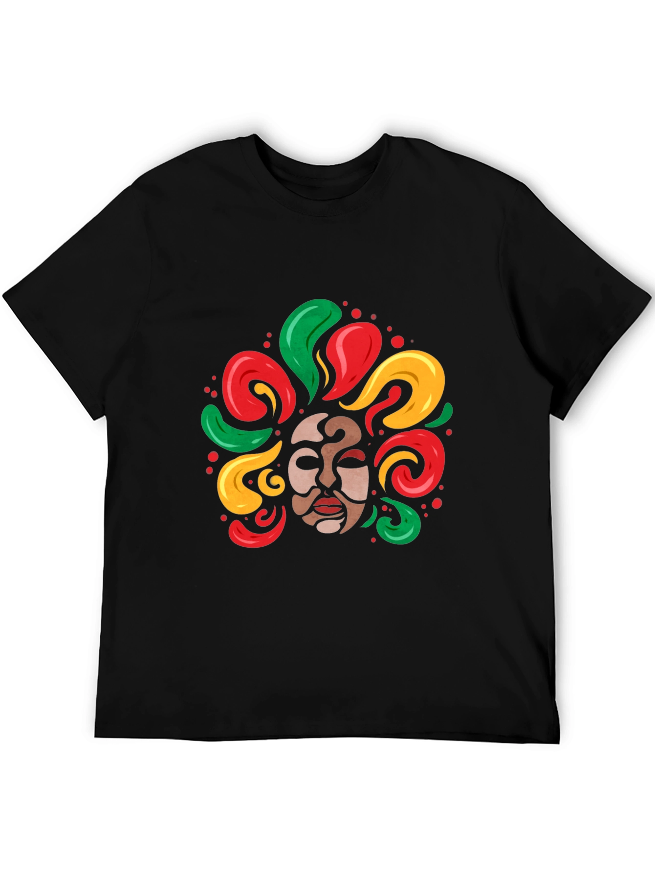Cultural Mask Graphic Tee - Vibrant Art Shirt