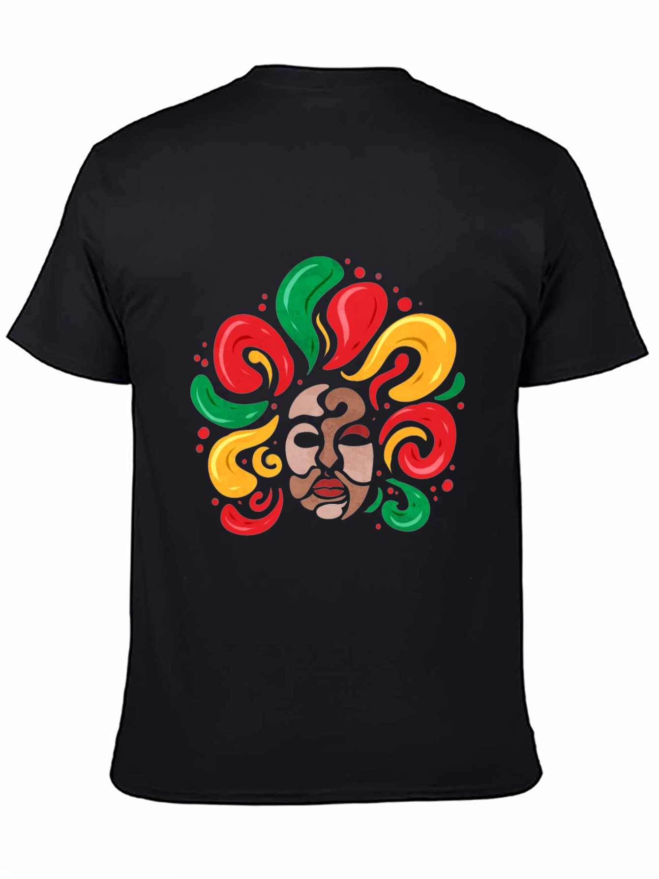 Cultural Mask Graphic Tee - Vibrant Art Shirt