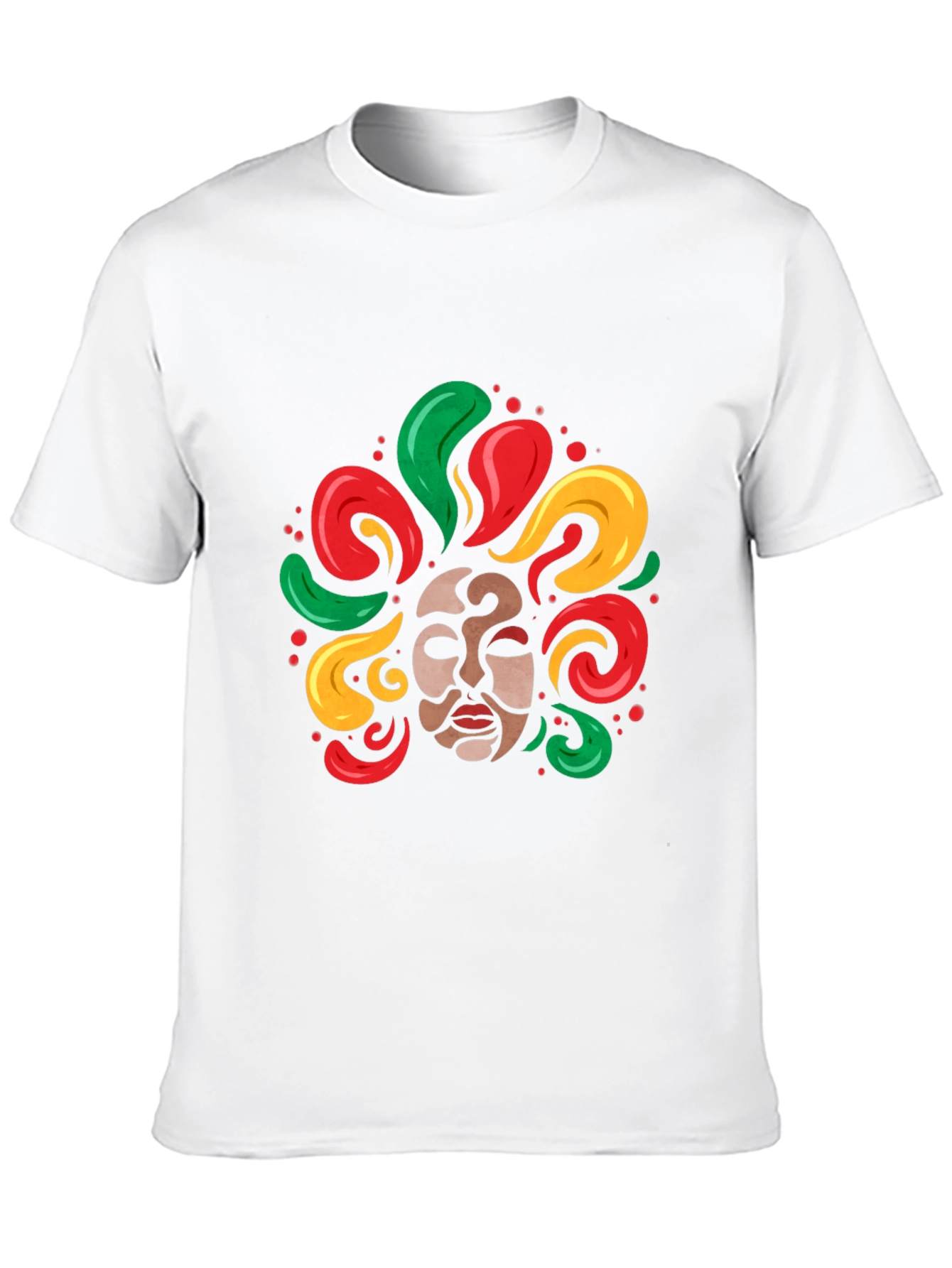 Cultural Mask Graphic Tee - Vibrant Art Shirt