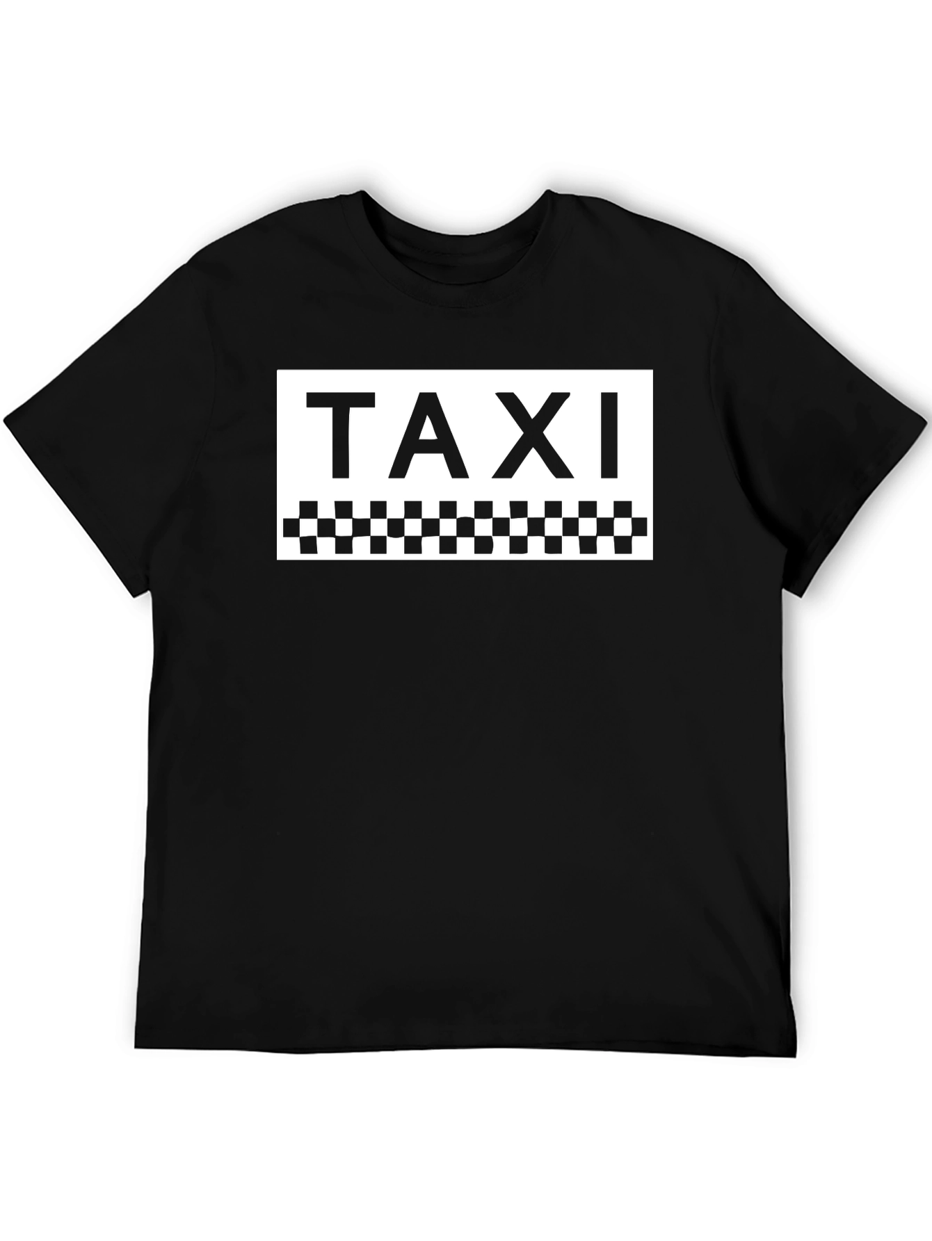 Taxi Graphic Tee - Classic Checkerboard Design