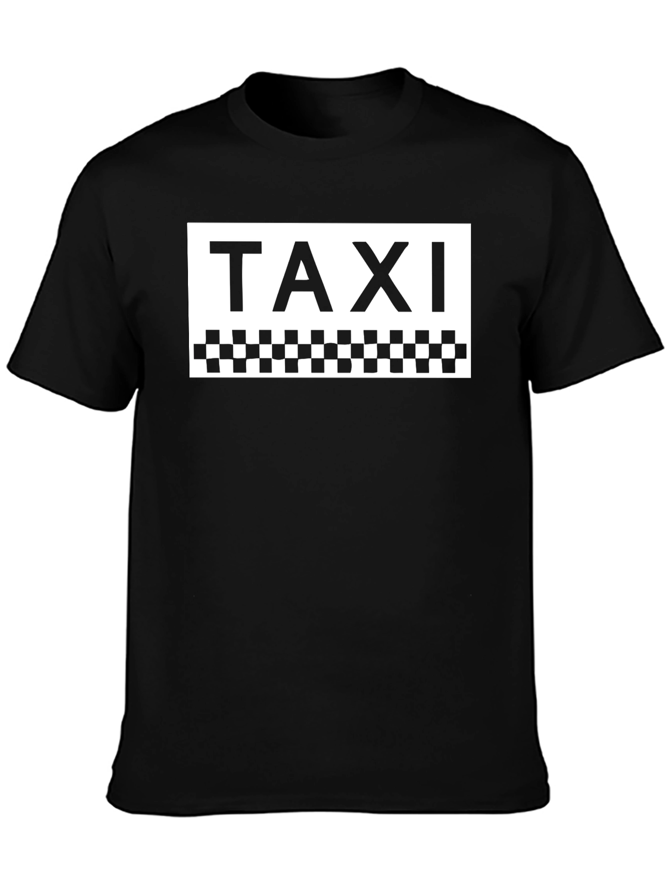Taxi Graphic Tee - Classic Checkerboard Design