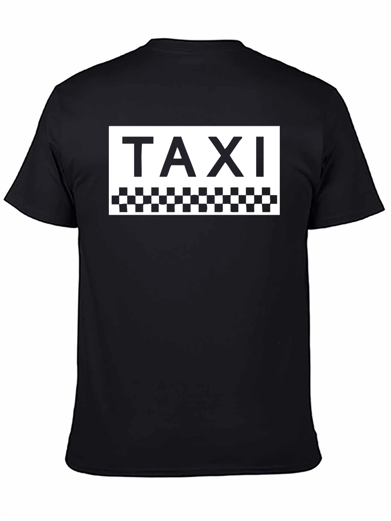Taxi Graphic Tee - Classic Checkerboard Design