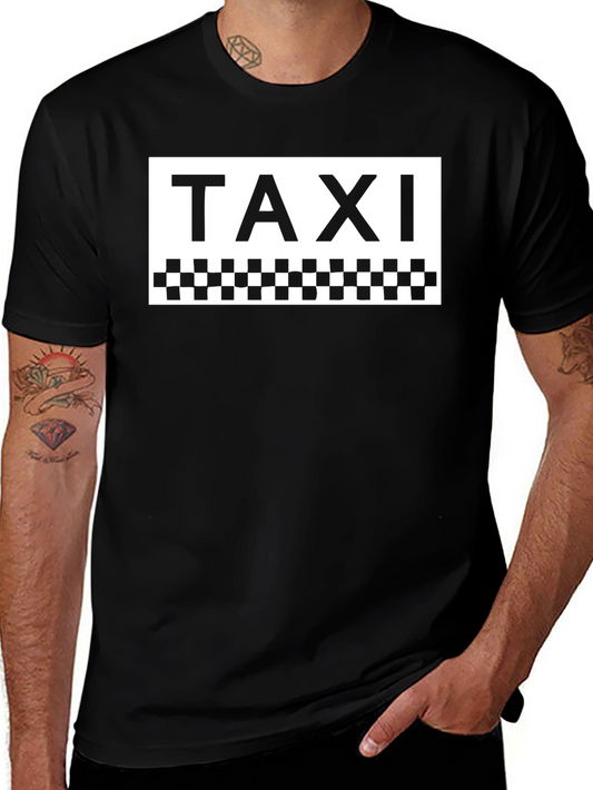 Taxi Graphic Tee - Classic Checkerboard Design
