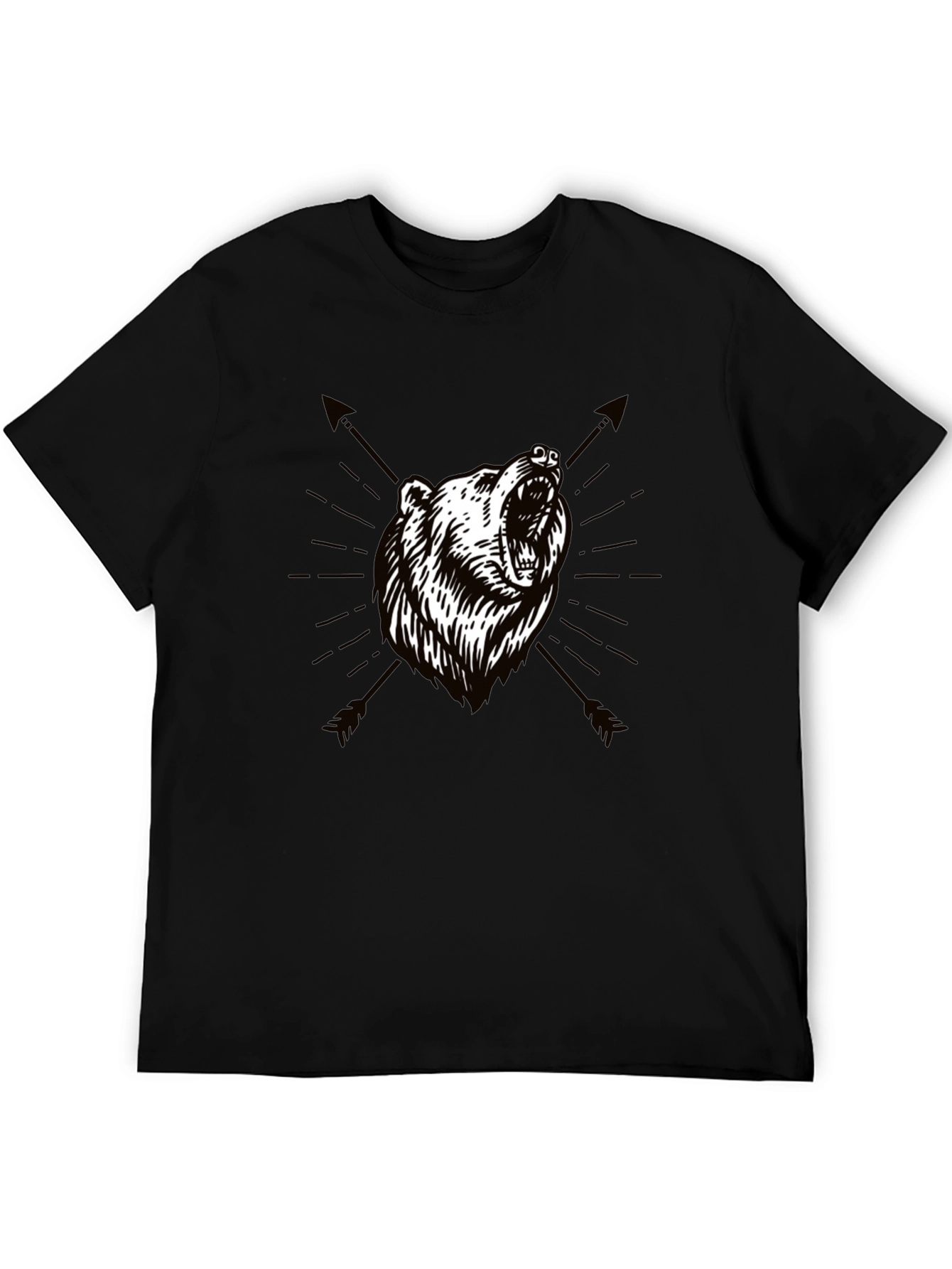 Bear & Arrow Graphic Print Mens Black T-Shirt