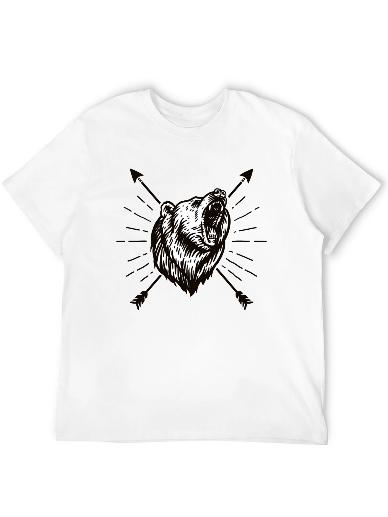 Bear & Arrow Graphic Print Mens Black T-Shirt