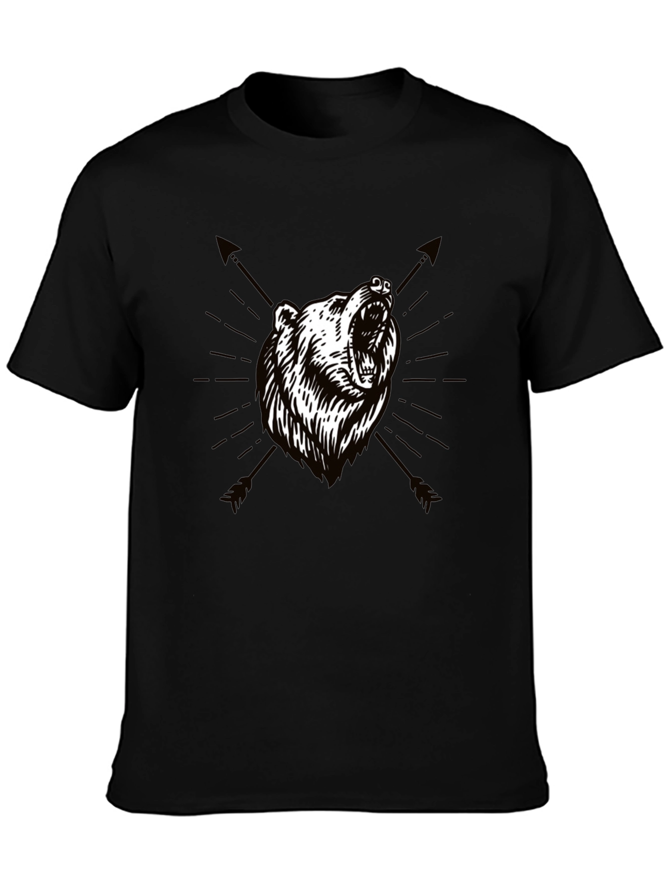 Bear & Arrow Graphic Print Mens Black T-Shirt