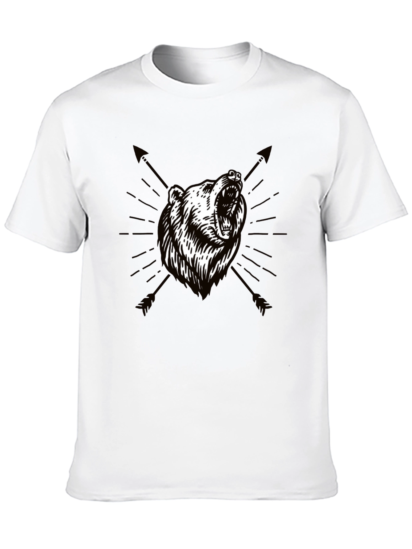 Bear & Arrow Graphic Print Mens Black T-Shirt