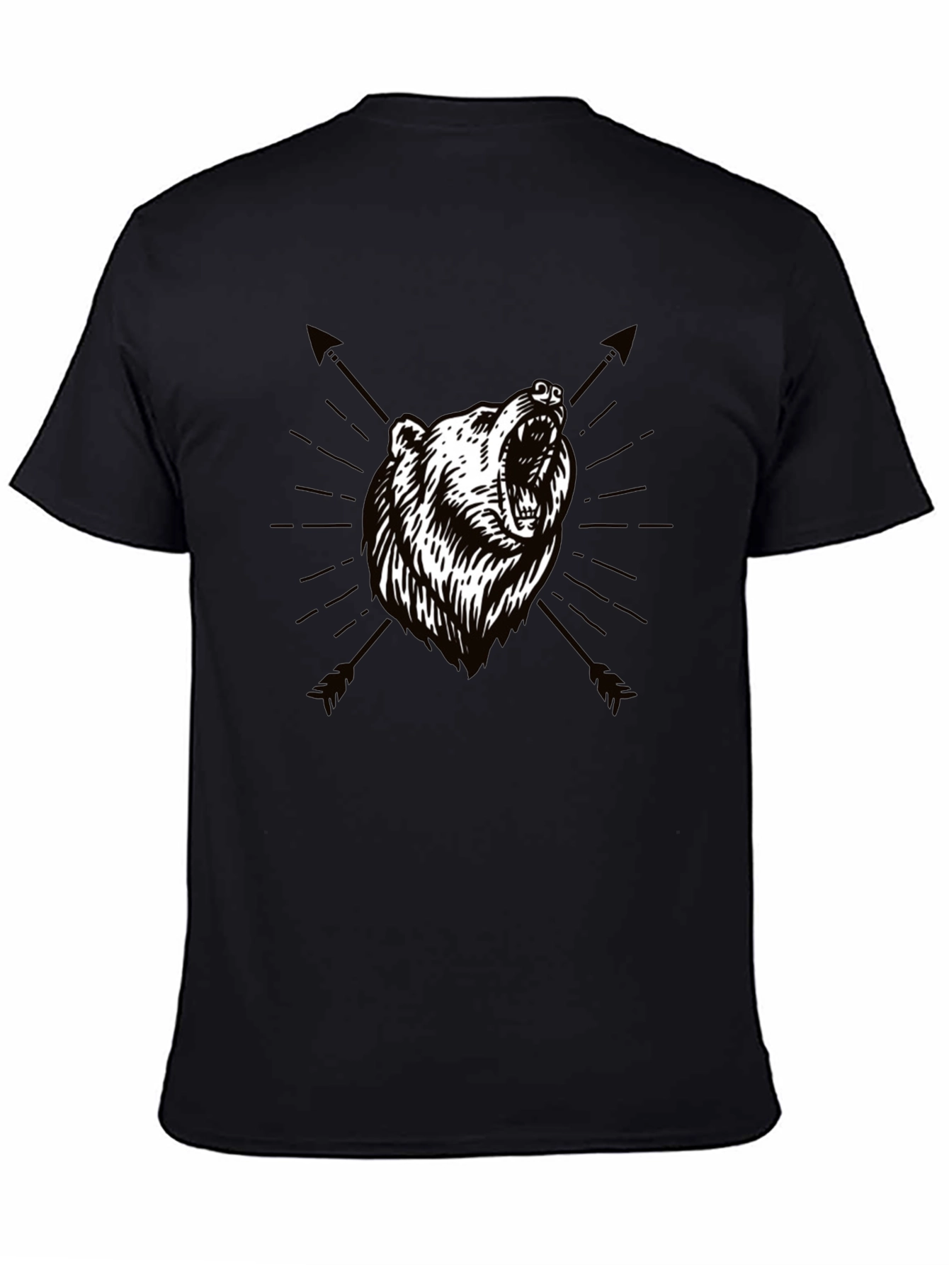Bear & Arrow Graphic Print Mens Black T-Shirt