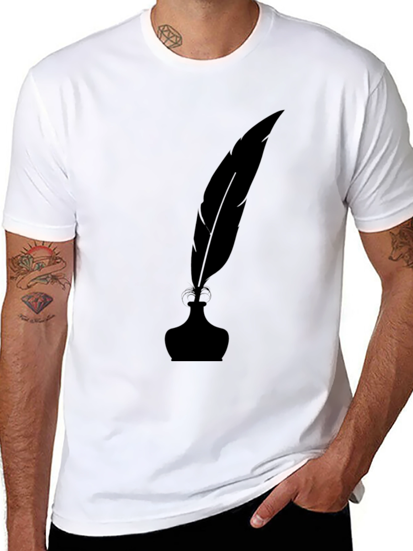 Inkwell & Quill Pen Black Graphic T-Shirt