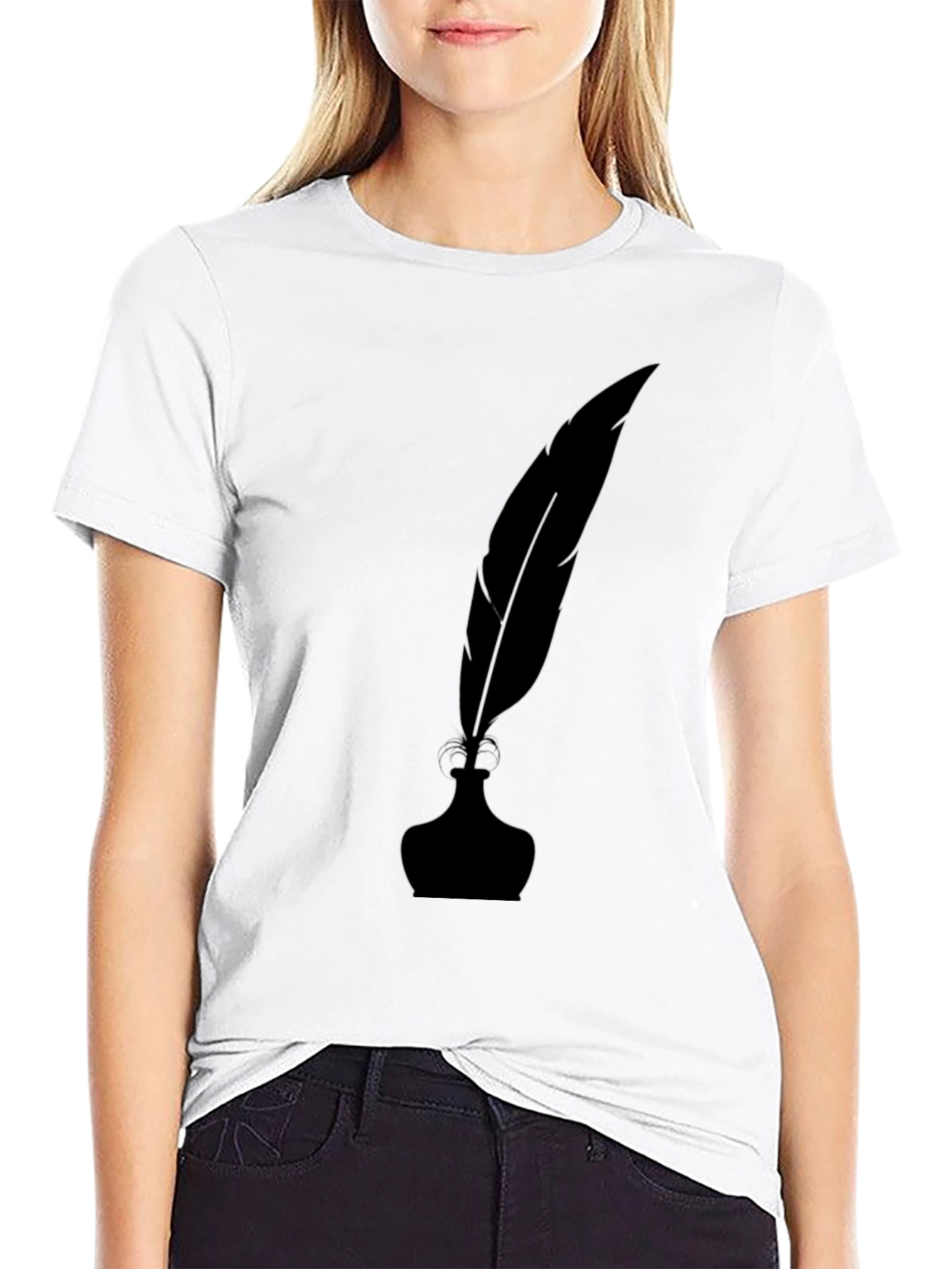Inkwell & Quill Pen Black Graphic T-Shirt
