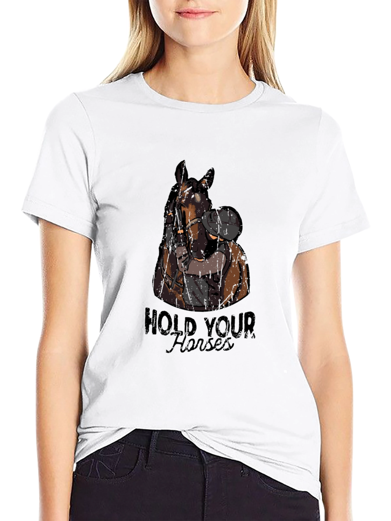 Hold Your Horses Graphic Tee - Black