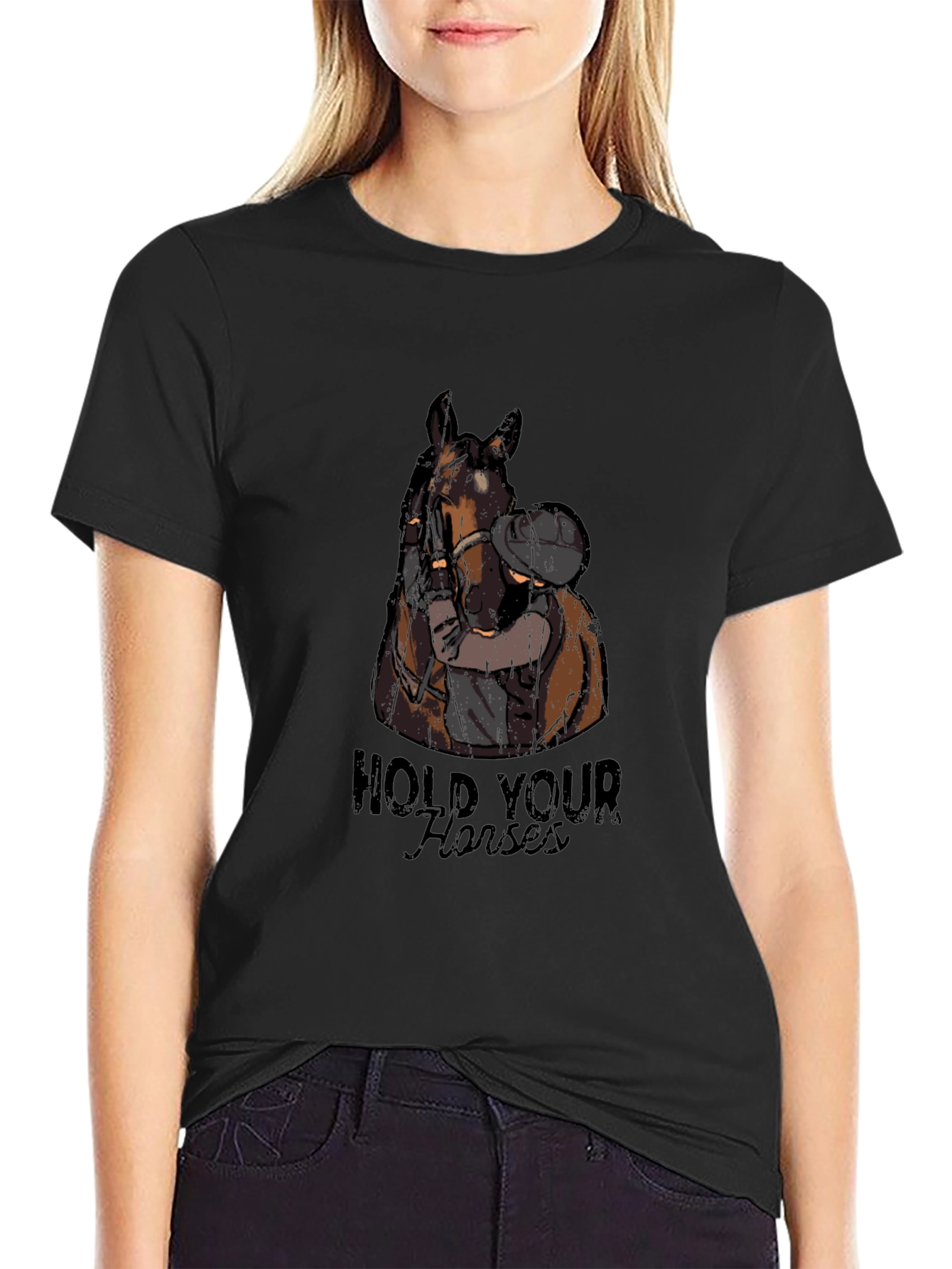 Hold Your Horses Graphic Tee - Black