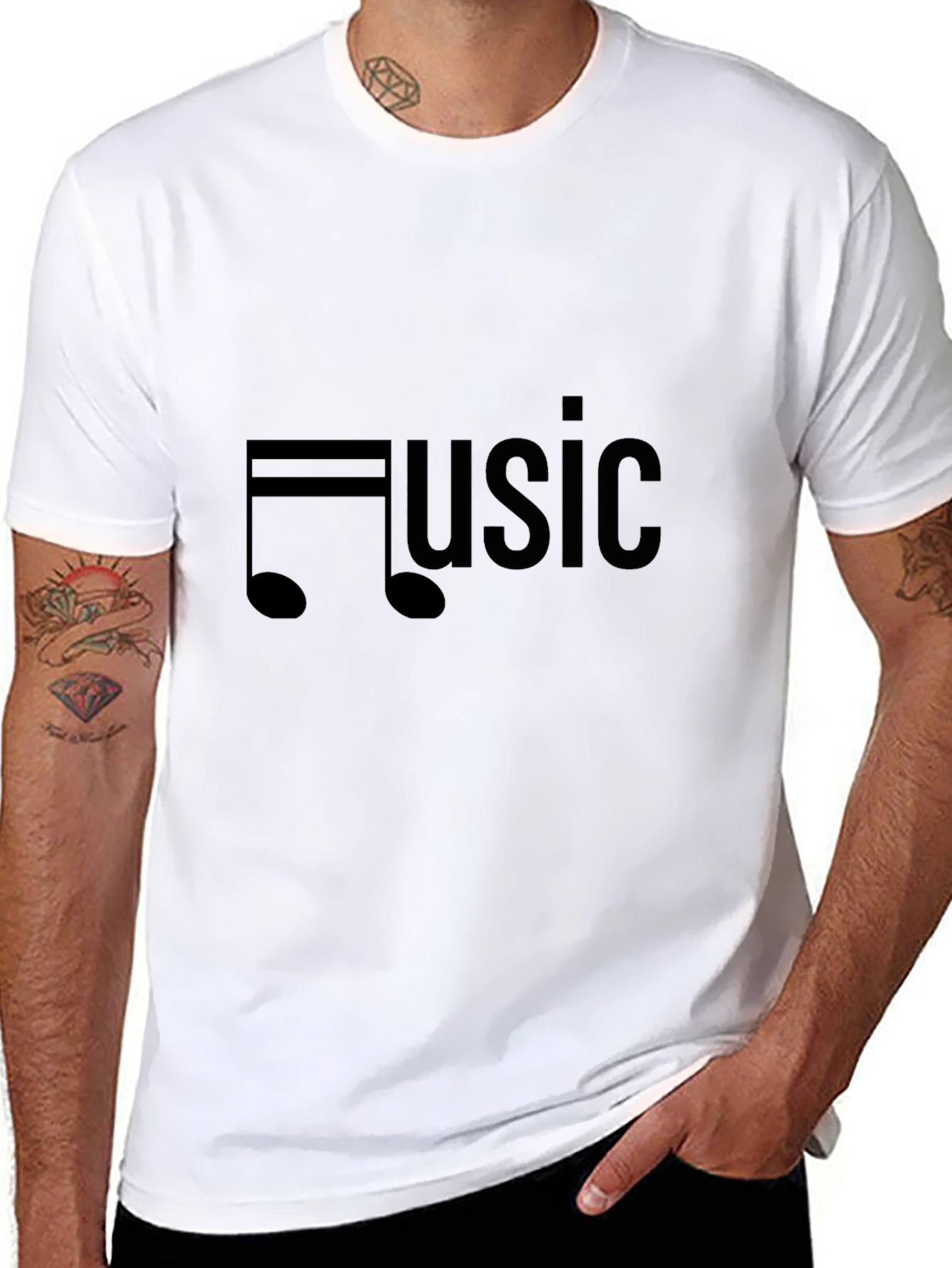 Music Note Graphic Black T-Shirt
