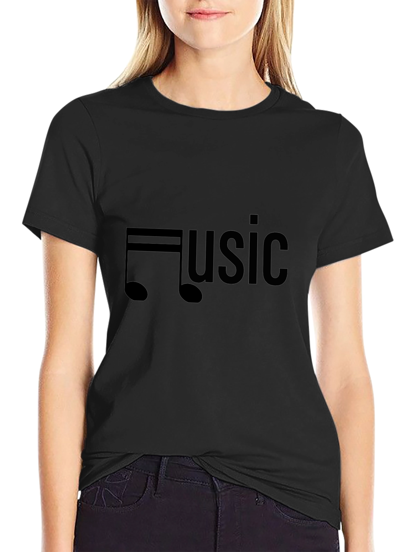 Music Note Graphic Black T-Shirt