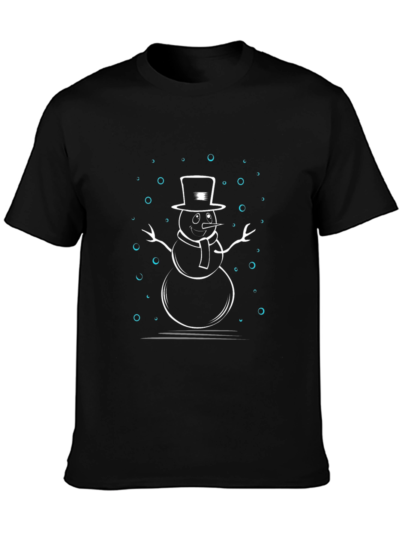 Snowman Graphic Print Black T-Shirt