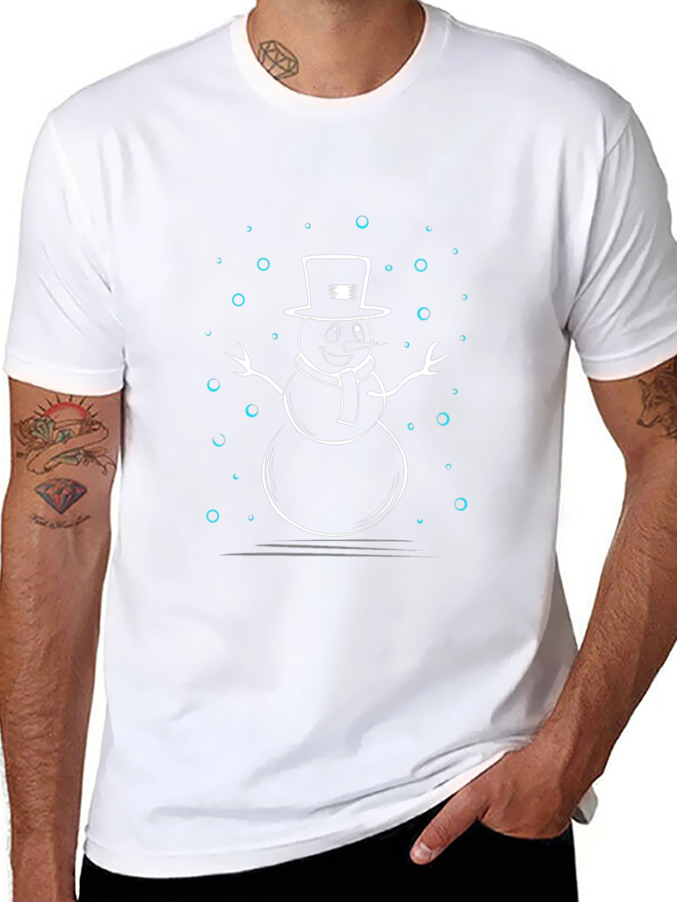 Snowman Graphic Print Black T-Shirt