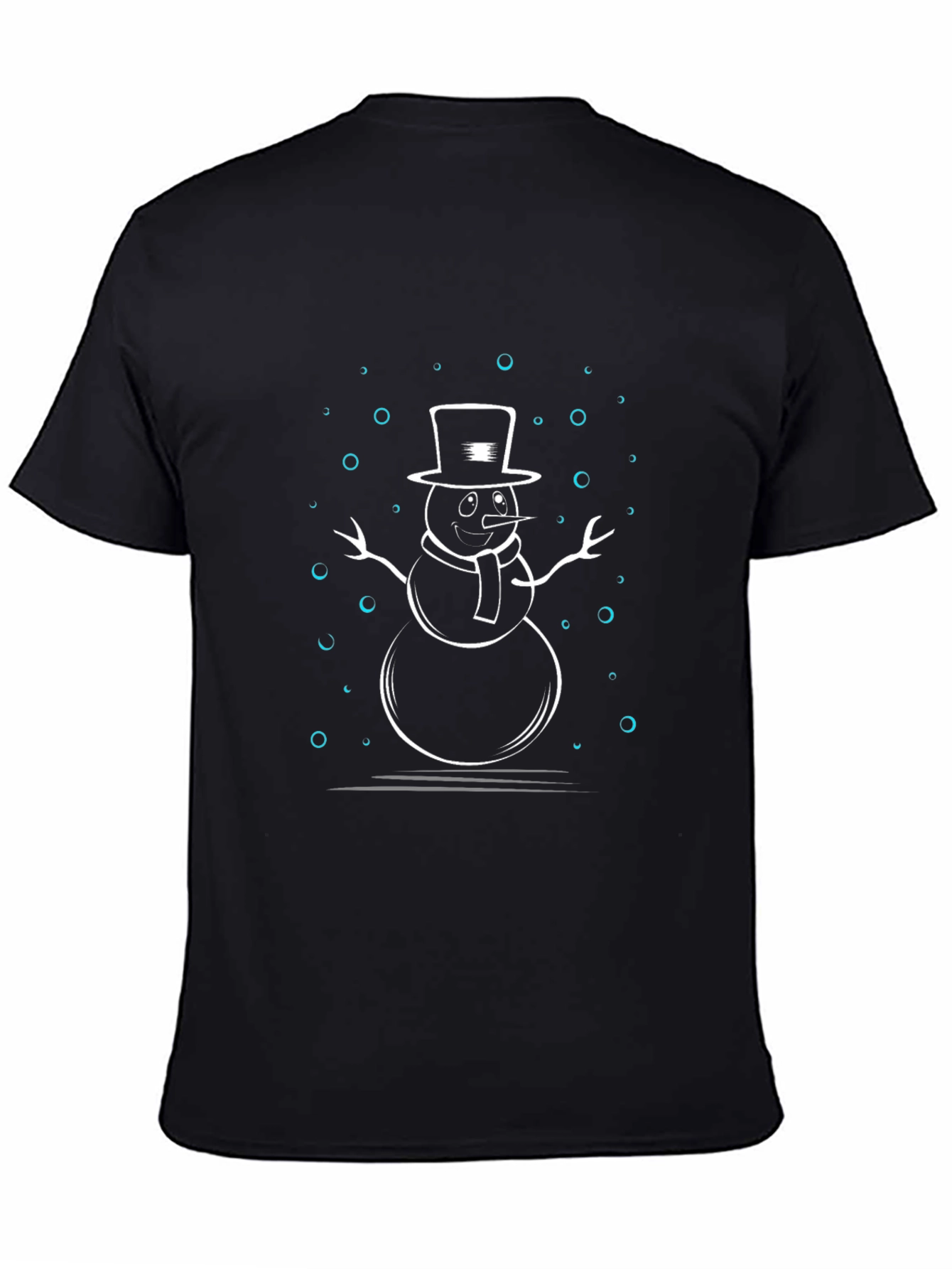Snowman Graphic Print Black T-Shirt