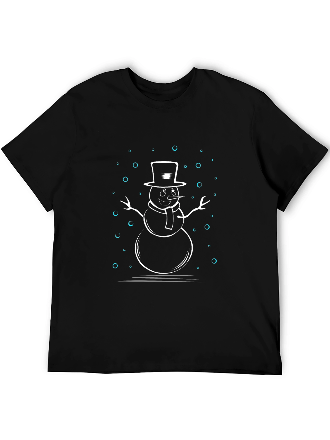 Snowman Graphic Print Black T-Shirt