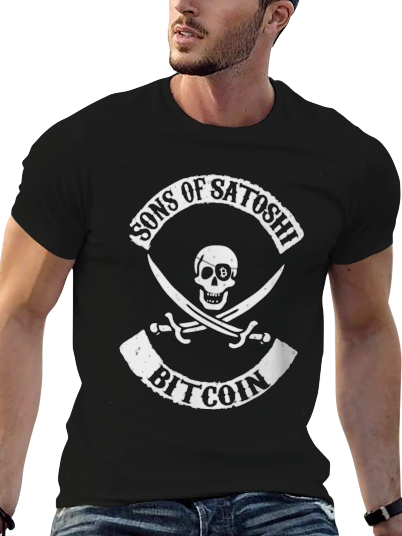 Sons of Satoshi Bitcoin T-Shirt - Pirate Skull