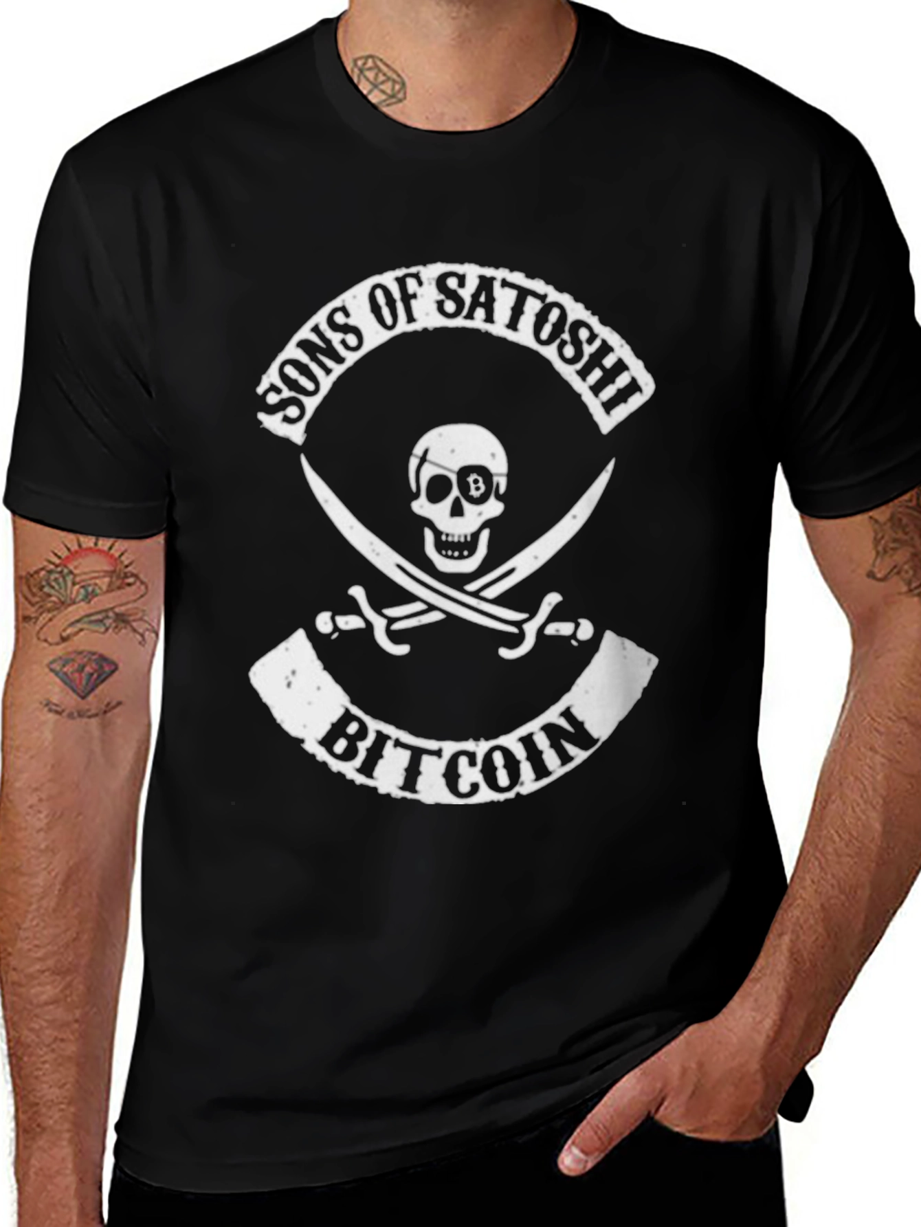 Sons of Satoshi Bitcoin T-Shirt - Pirate Skull