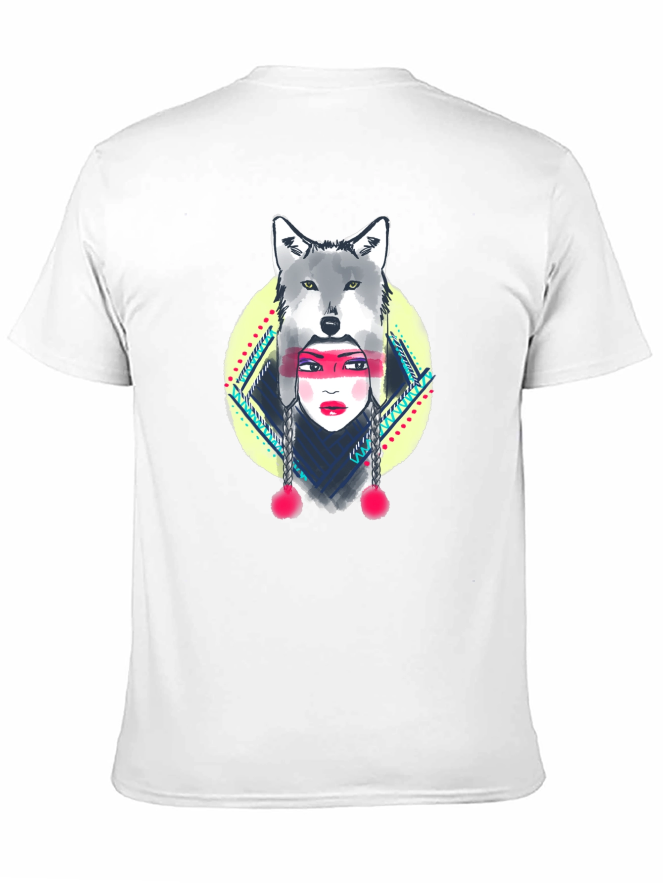 Wolf Headdress Graphic Tee - Black Cotton T-Shirt