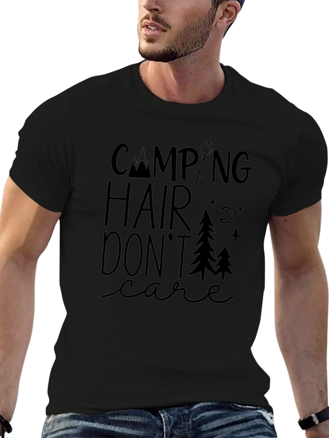 Camping Hair Dont Care Graphic T-Shirt