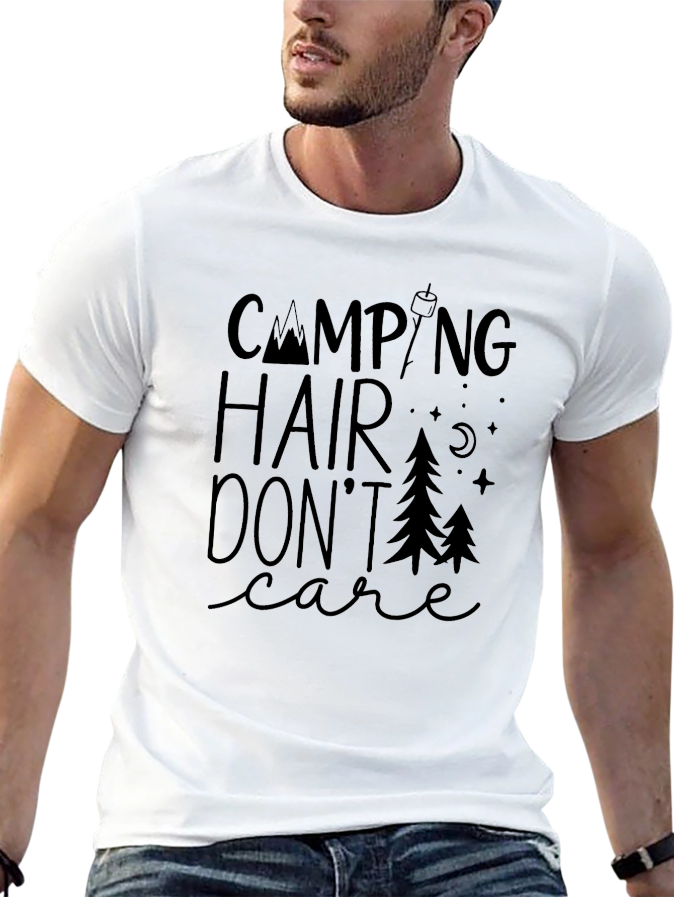 Camping Hair Dont Care Graphic T-Shirt