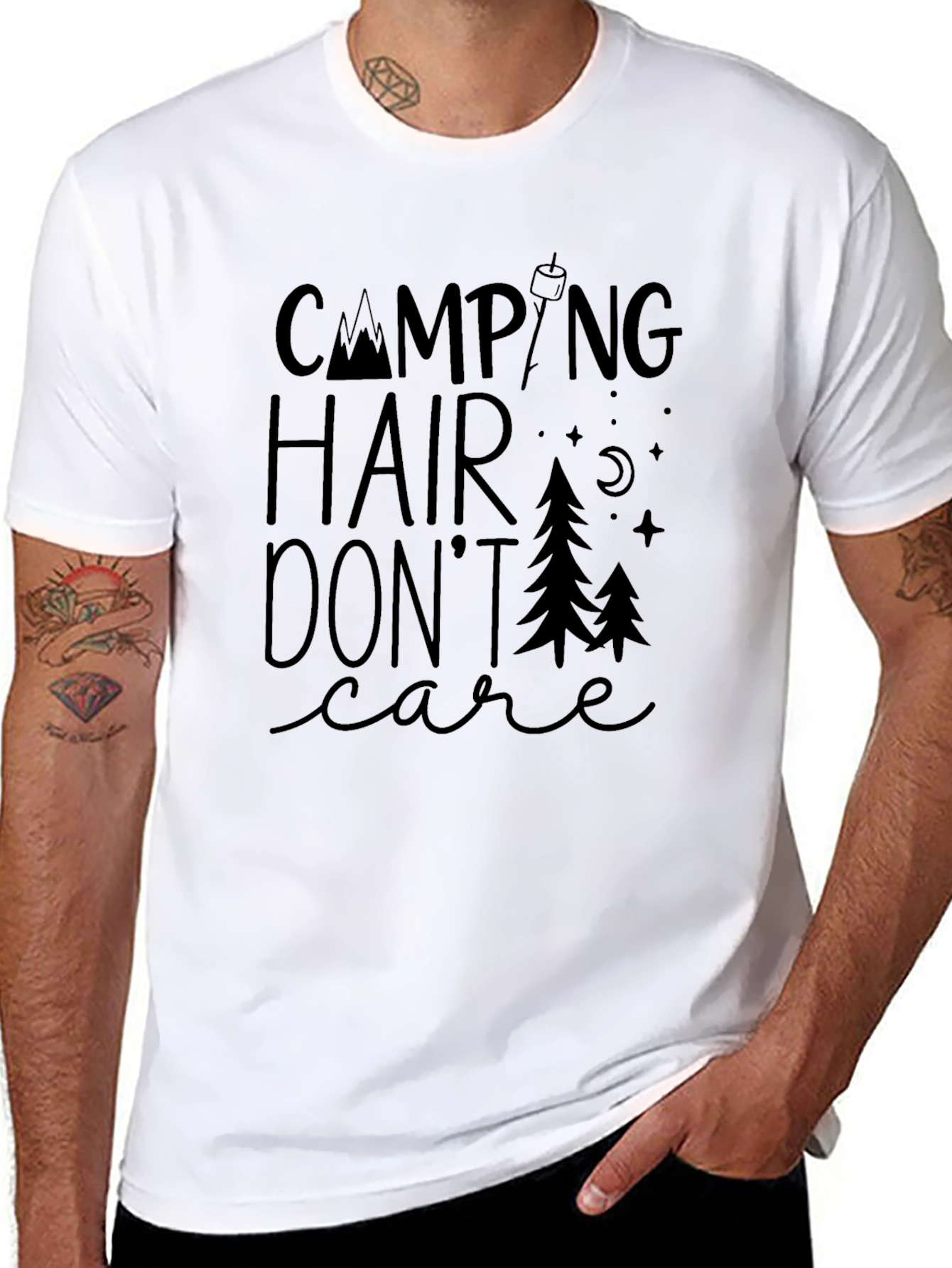 Camping Hair Dont Care Graphic T-Shirt