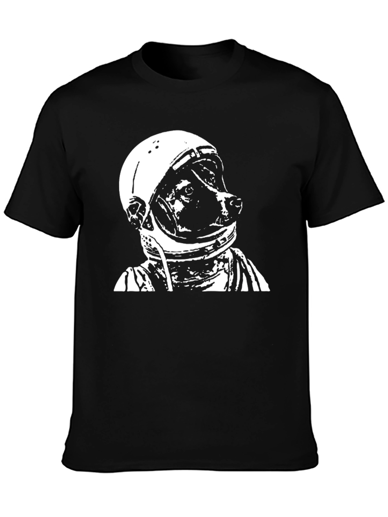 Dog Astronaut Graphic Black T-Shirt